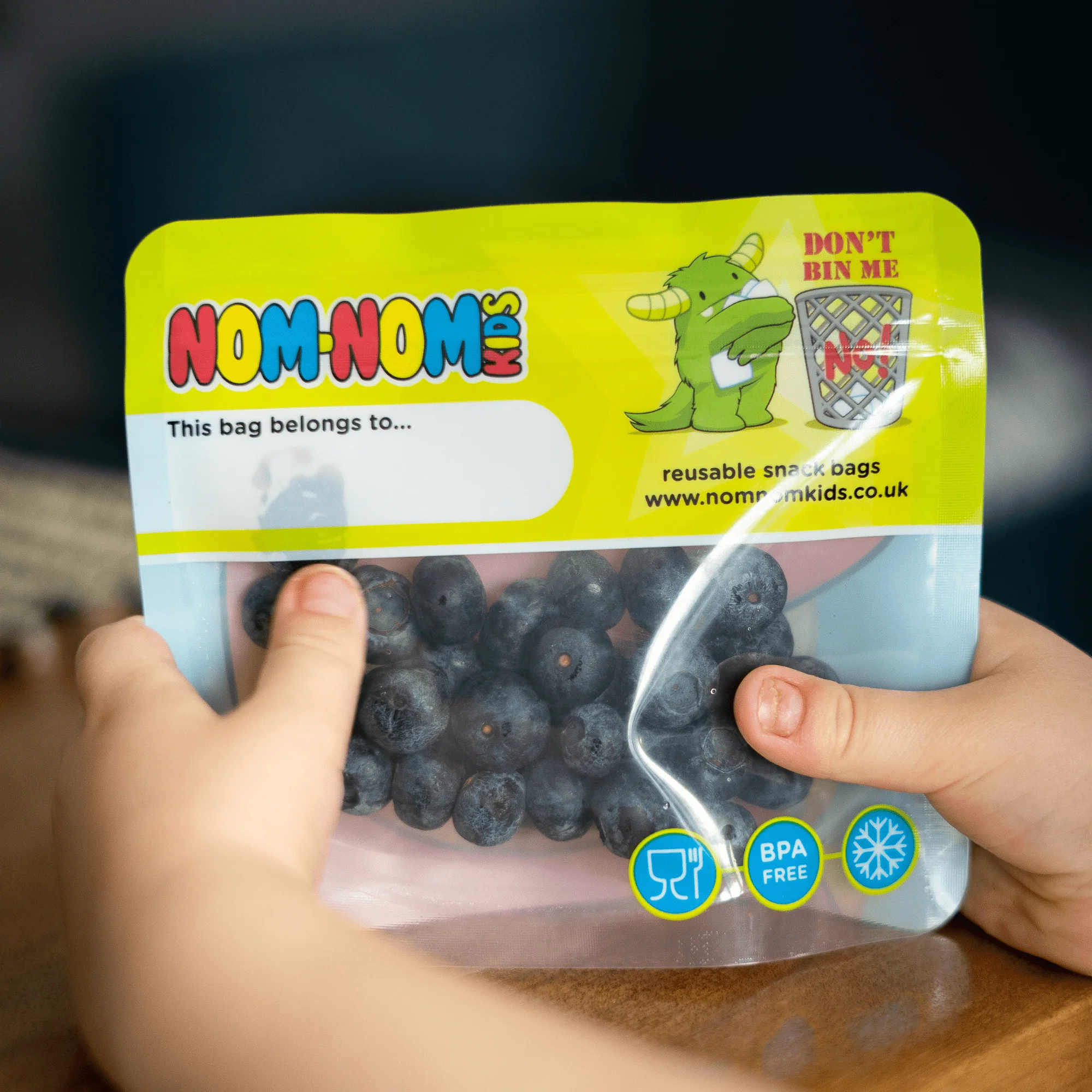 Nom Nom Kids Reusable Monster Snack Bags 4 Pack Stand Up Snack Pouches - Image 7