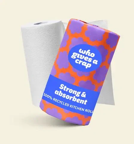 Who Gives A Crap Recycled Kitchen Roll | 100% Recycled Paper | Extra Long 150-Sheet Roll