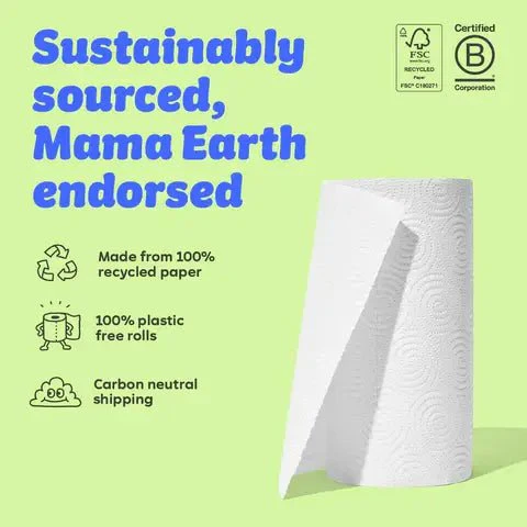 Who Gives A Crap Recycled Kitchen Roll | 100% Recycled Paper | Extra Long 150-Sheet Roll - Image 3