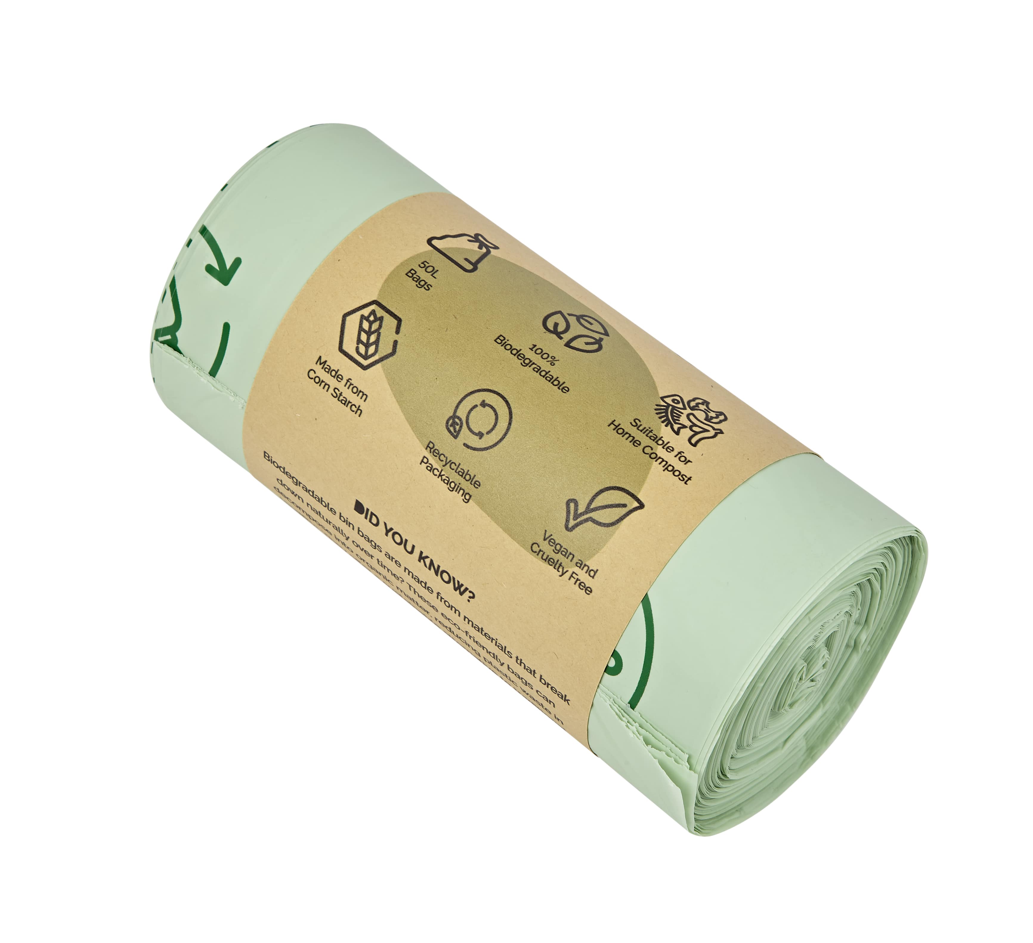 50L Biodegradable Eco Friendly Bin Bags, Eco Waste Disposal - 25 Pack - Image 4