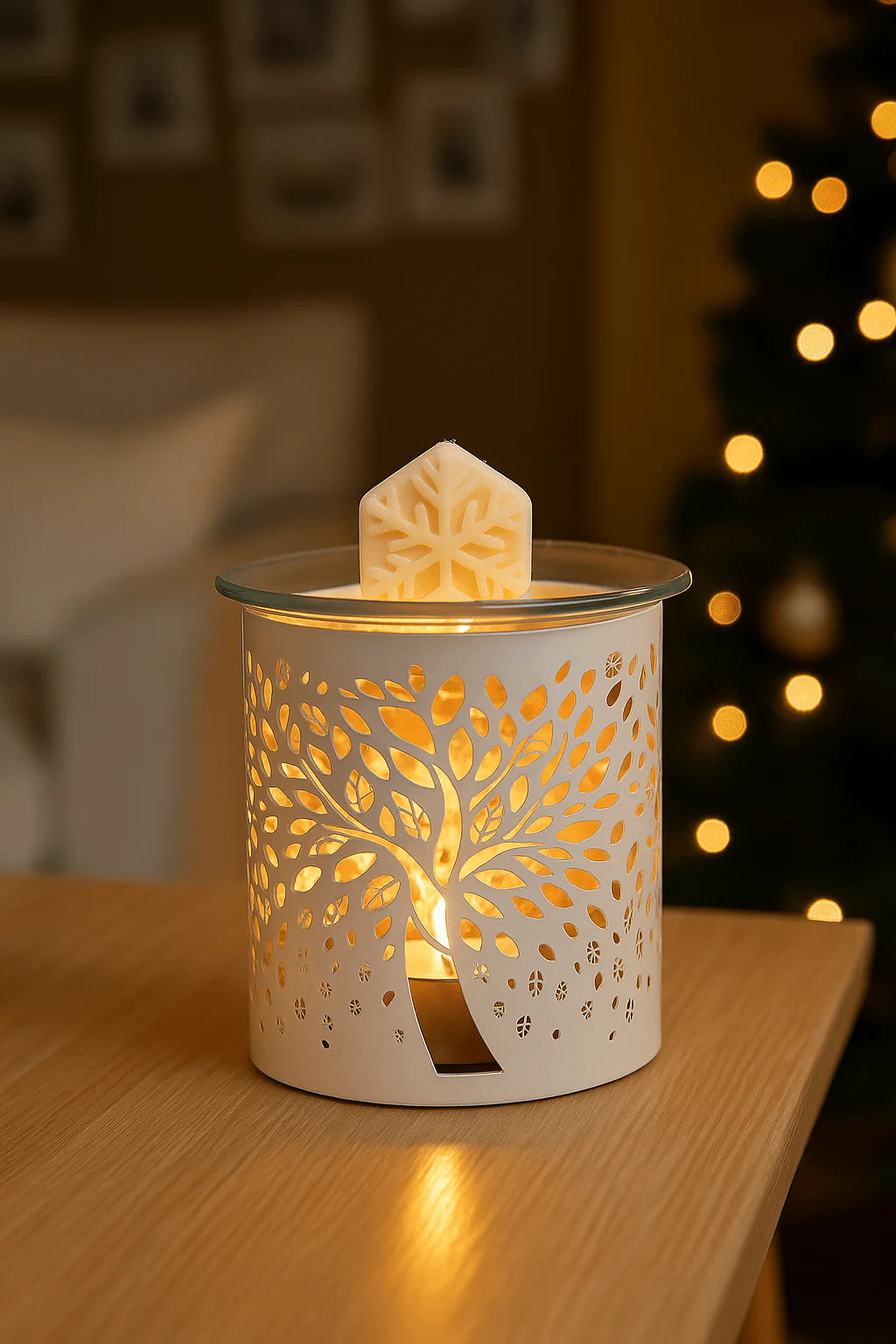 Aroma White Tree of Life Metal Jar Sleeve & Wax Melt Warmer - Image 3
