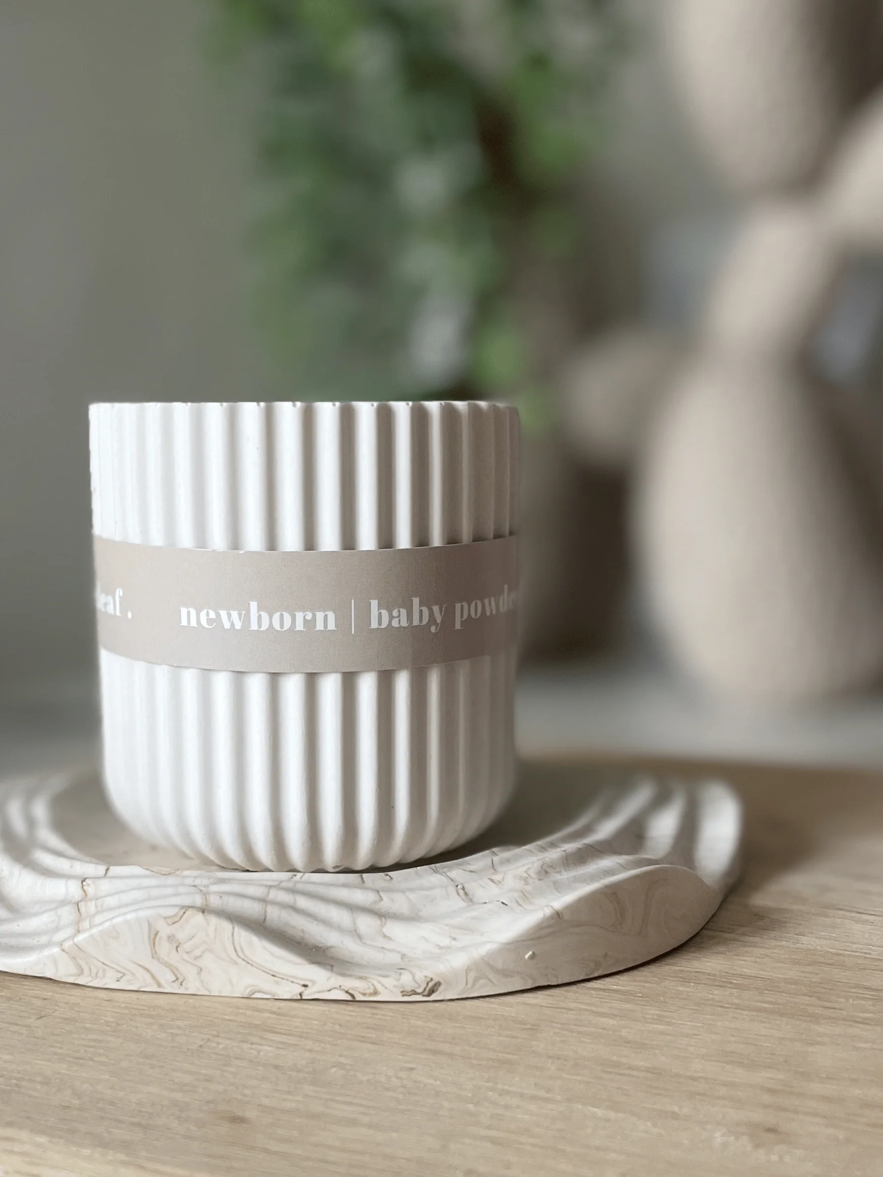 Baby Powder Jesmonite Soy Candle – Soft Neutral Home Fragrance - Image 2