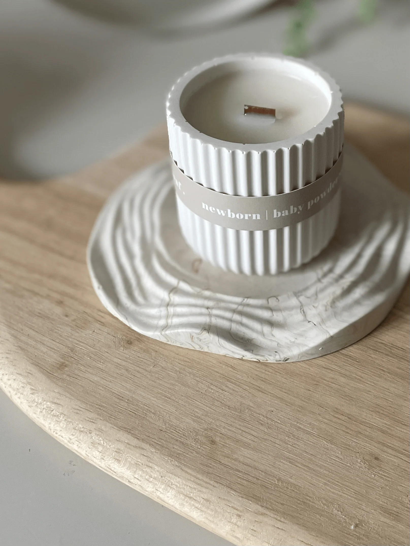 Baby Powder Jesmonite Soy Candle – Soft Neutral Home Fragrance - Image 6
