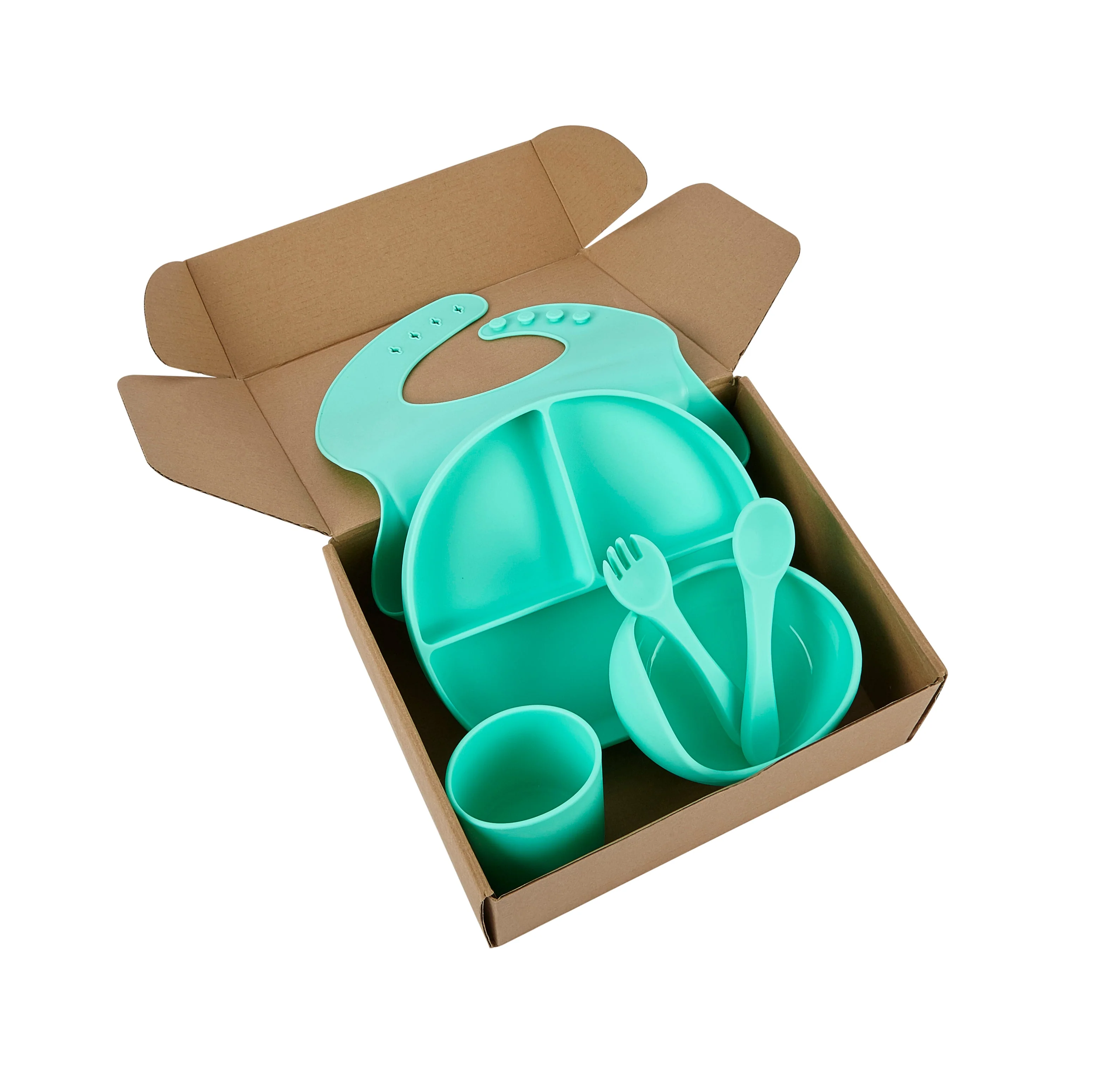 Baby Silicone Feeding Set 6pcs - Green - Image 3