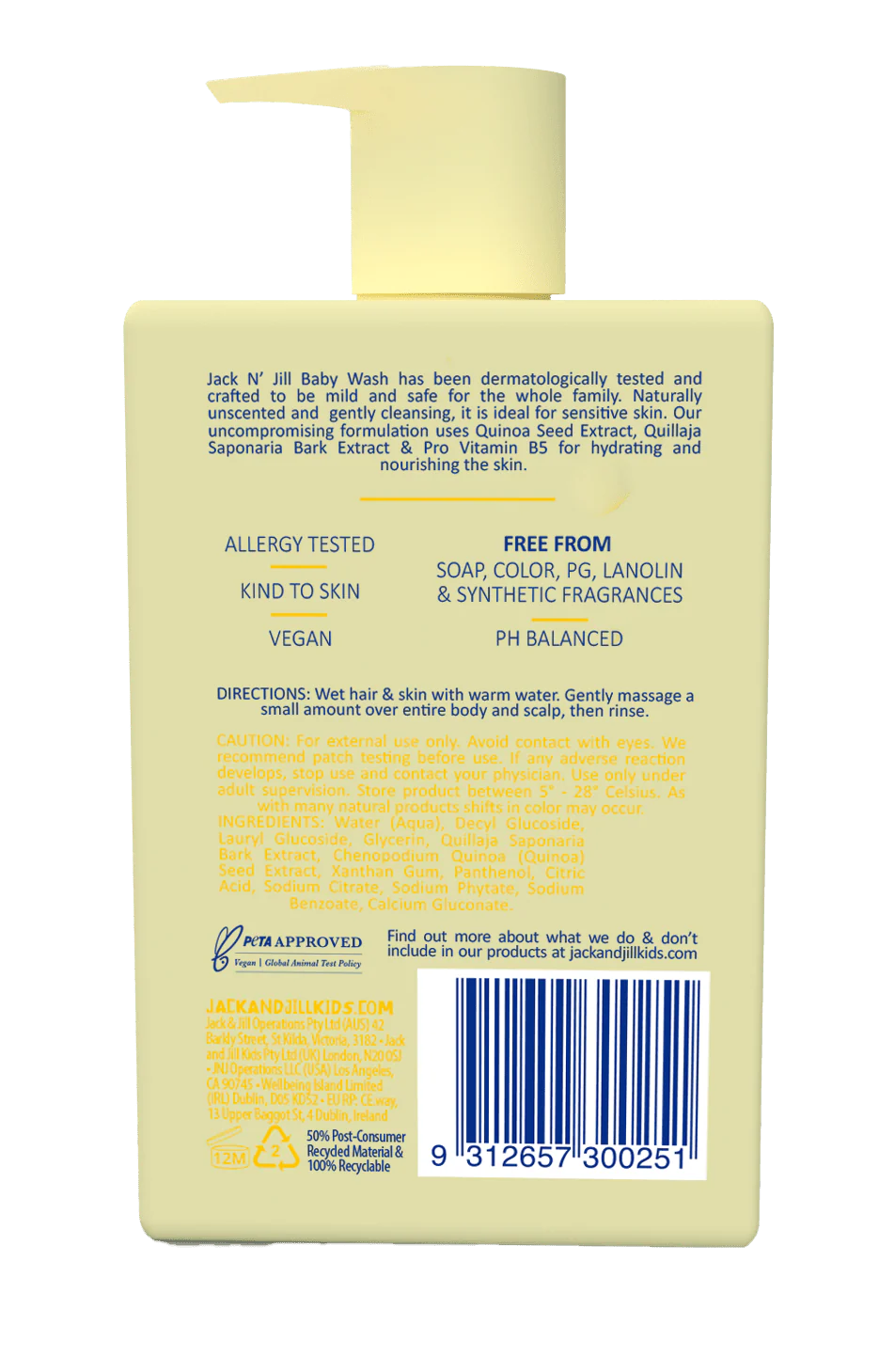 Jack N’ Jill Kids Baby Wash – Natural 300ml - Image 2