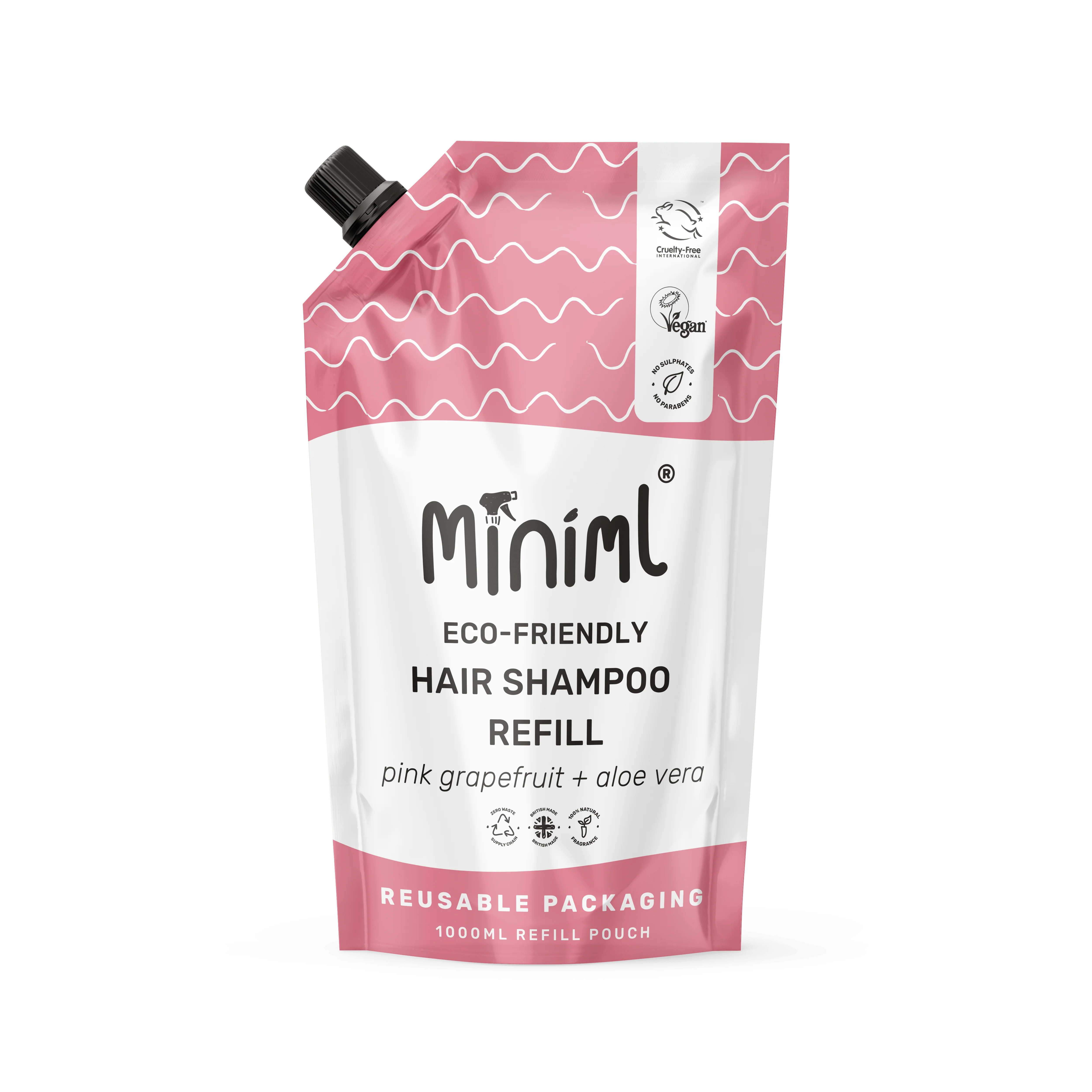 Miniml Pink Grapefruit + Aloe Vera Balancing Shampoo 1L Refill | Gentle Daily Cleanse