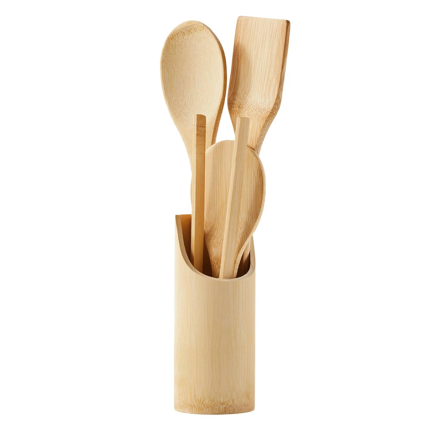 Bamboo Kitchen Utensils with Holder Set - Image 2