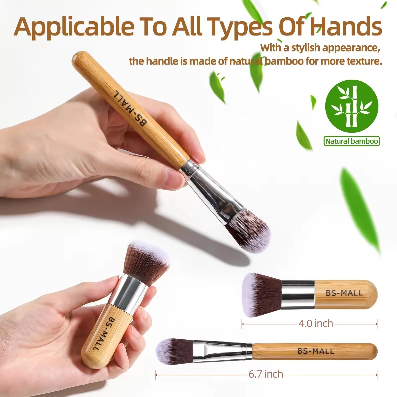 Bamboo Plastic Free Makeup Brushes, Soft Bristles For Makeup Application - 12 Pack - Image 3
