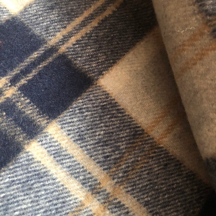 Bannockbane Silver Recycled Wool Blanket in Soft Check Pattern - Image 2