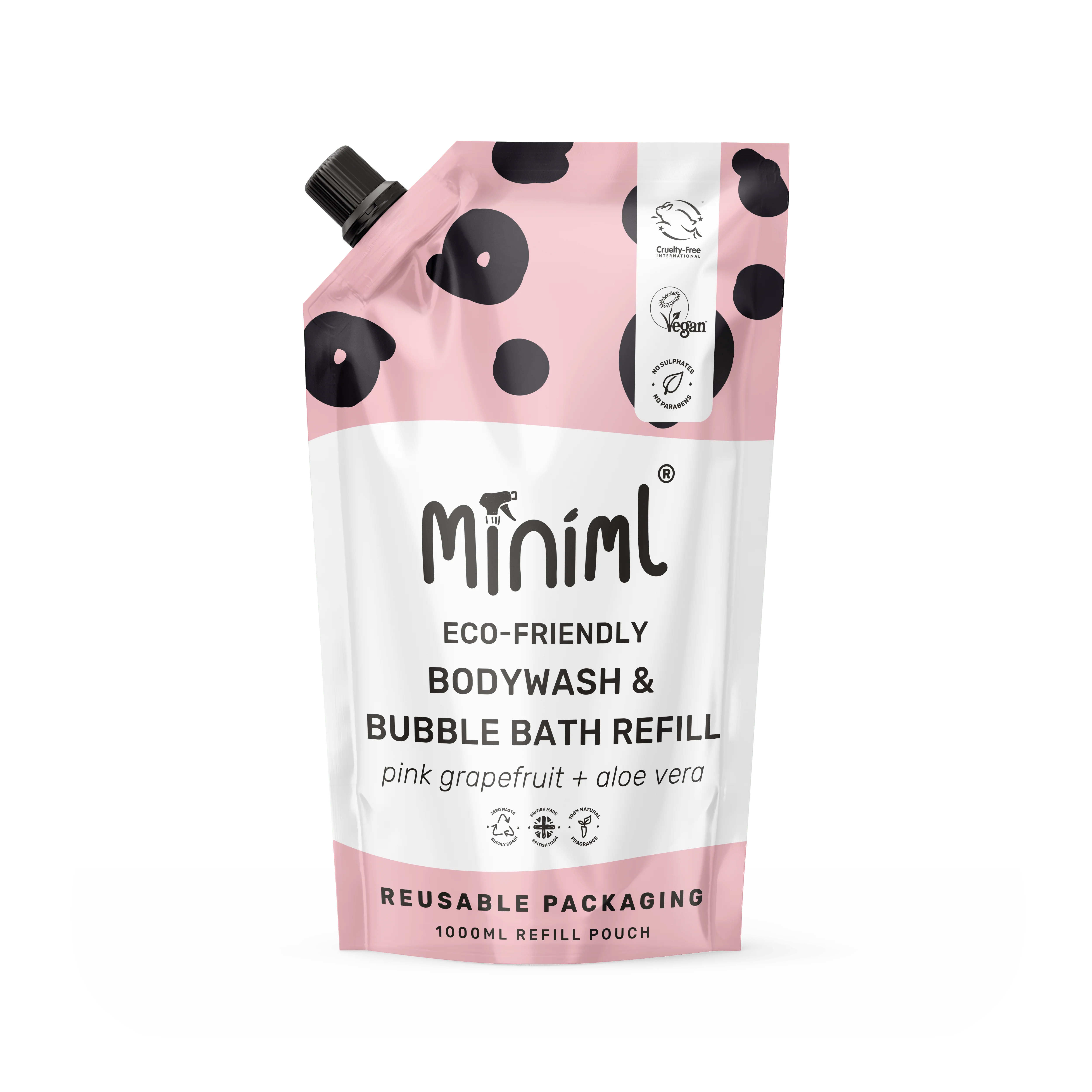 Miniml Pink Grapefruit + Aloe Vera Bodywash & Bubble Bath 1L Refill