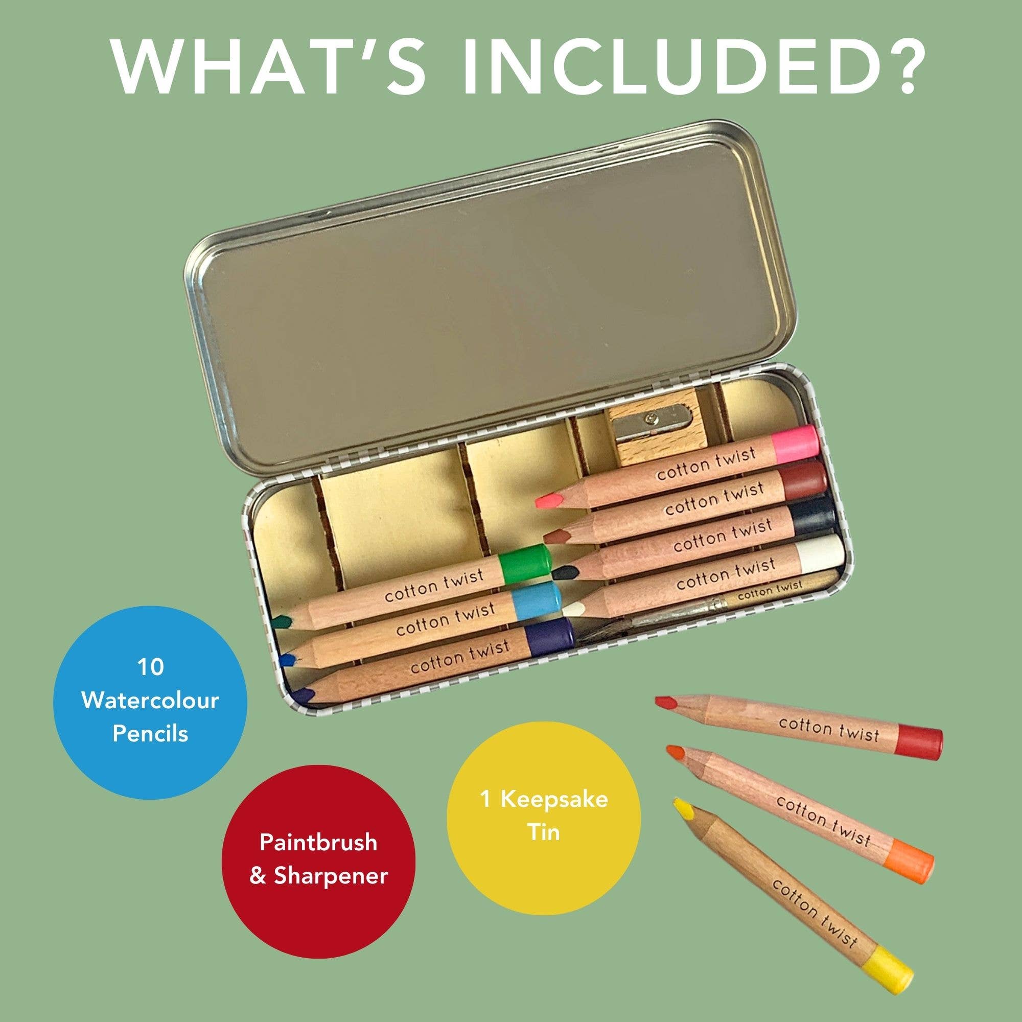 Bright Mix Watercolour Pencils Gift Set in Reusable Tin - Image 3