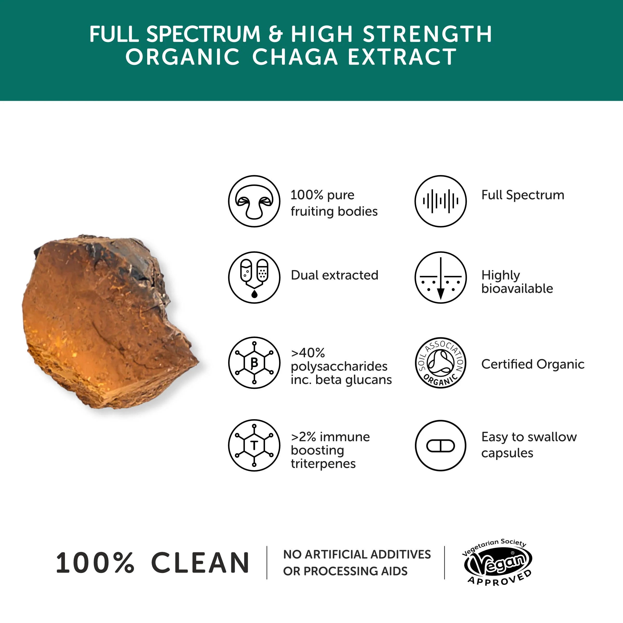 Chaga Mushroom 9450mg - High Strength – 60 Capsules - Image 3