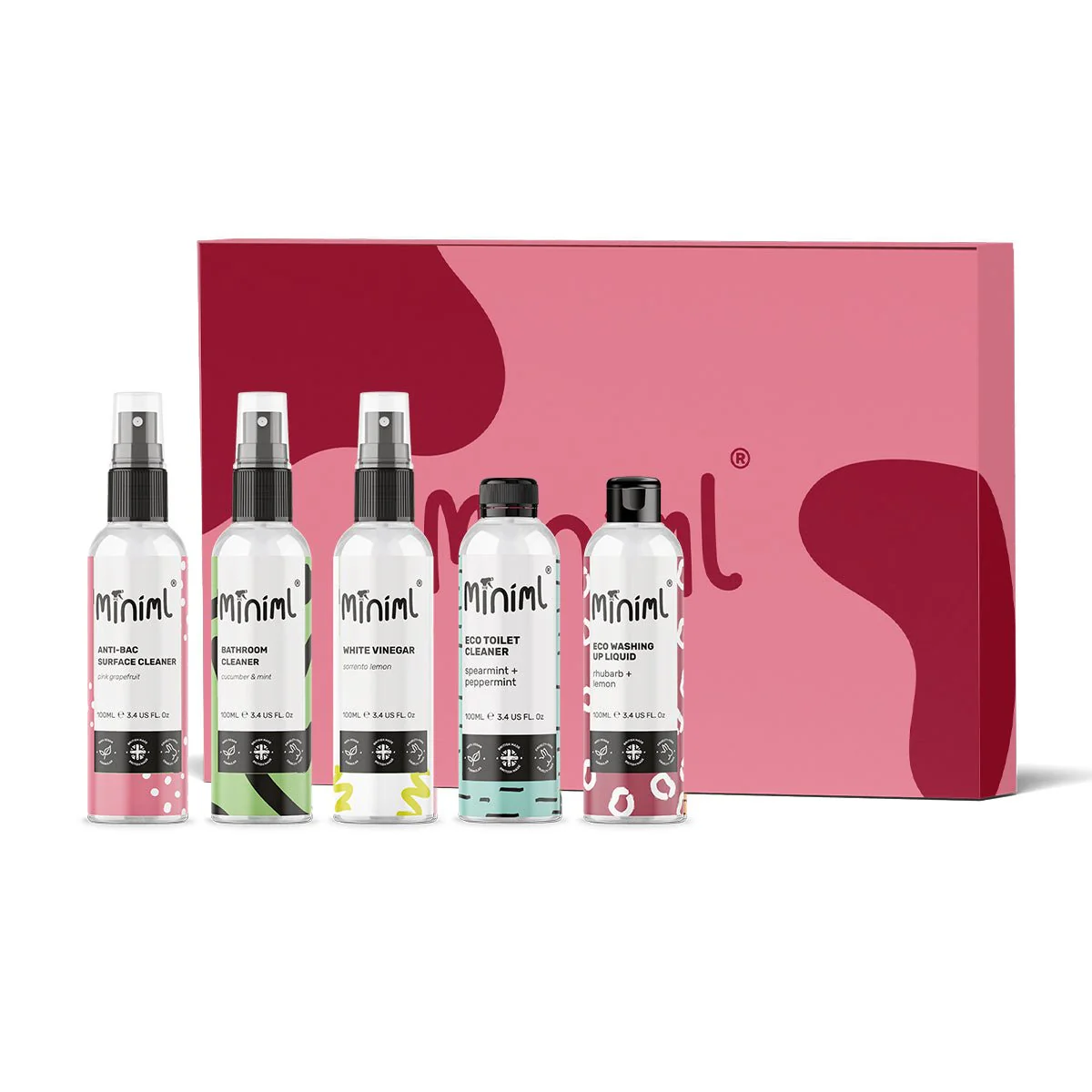 Miniml Cleaning Trial & Travel Set | 5 x 100ml Mini Cleaners Gift Bundle