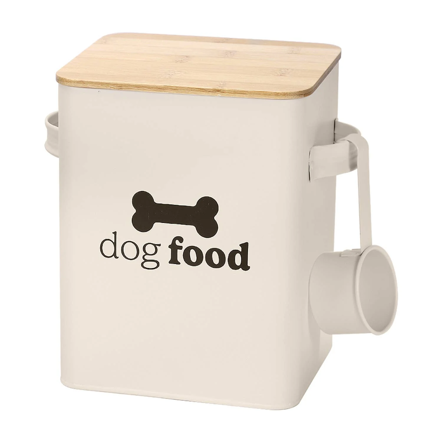 Cream Set of 2 Dog Food Tins with Scoop - Image 3
