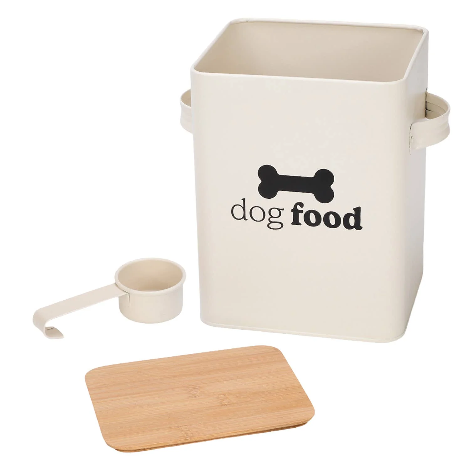 Cream Set of 2 Dog Food Tins with Scoop - Image 5