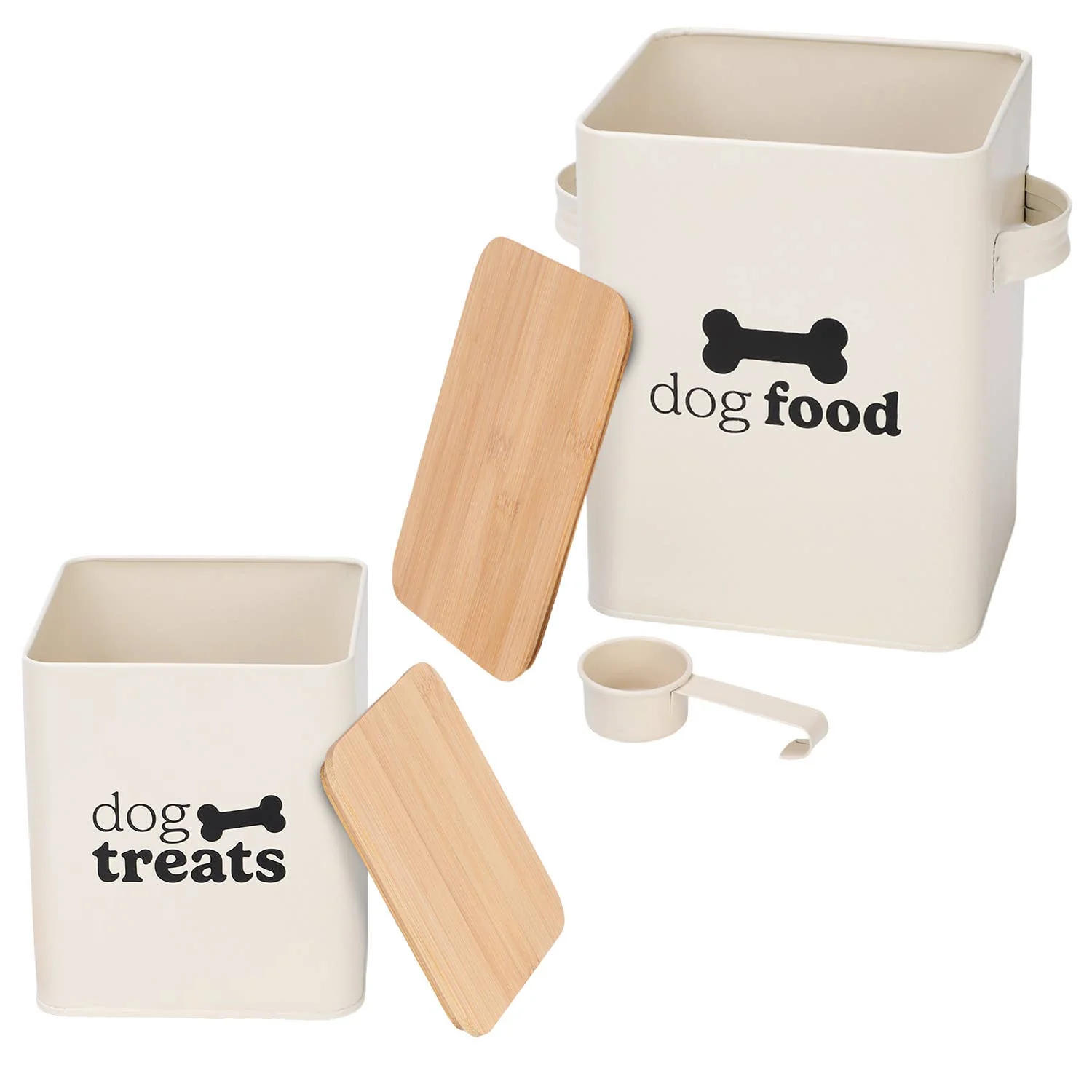 Cream Set of 2 Dog Food Tins with Scoop - Image 6