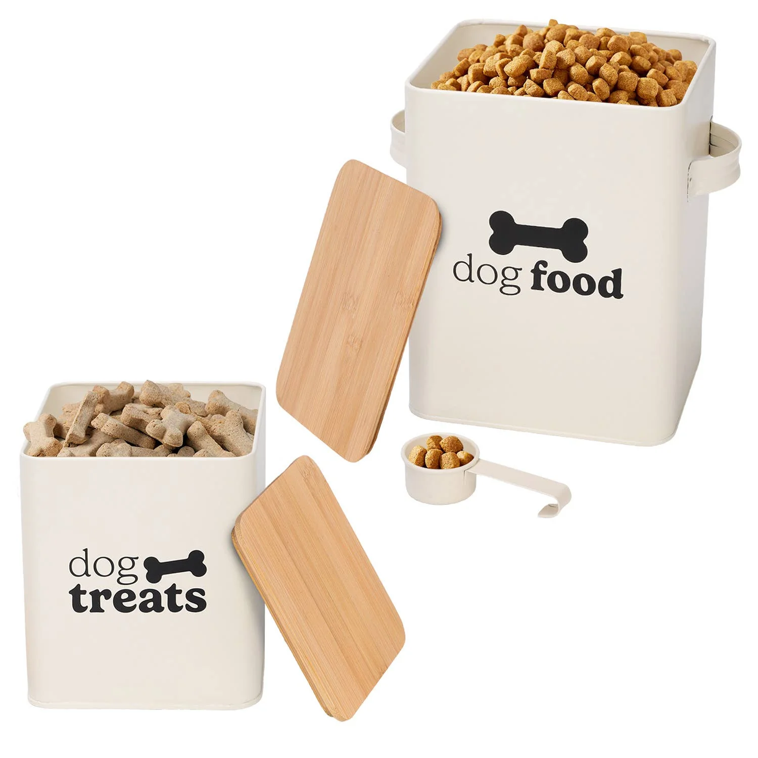 Cream Set of 2 Dog Food Tins with Scoop - Image 7