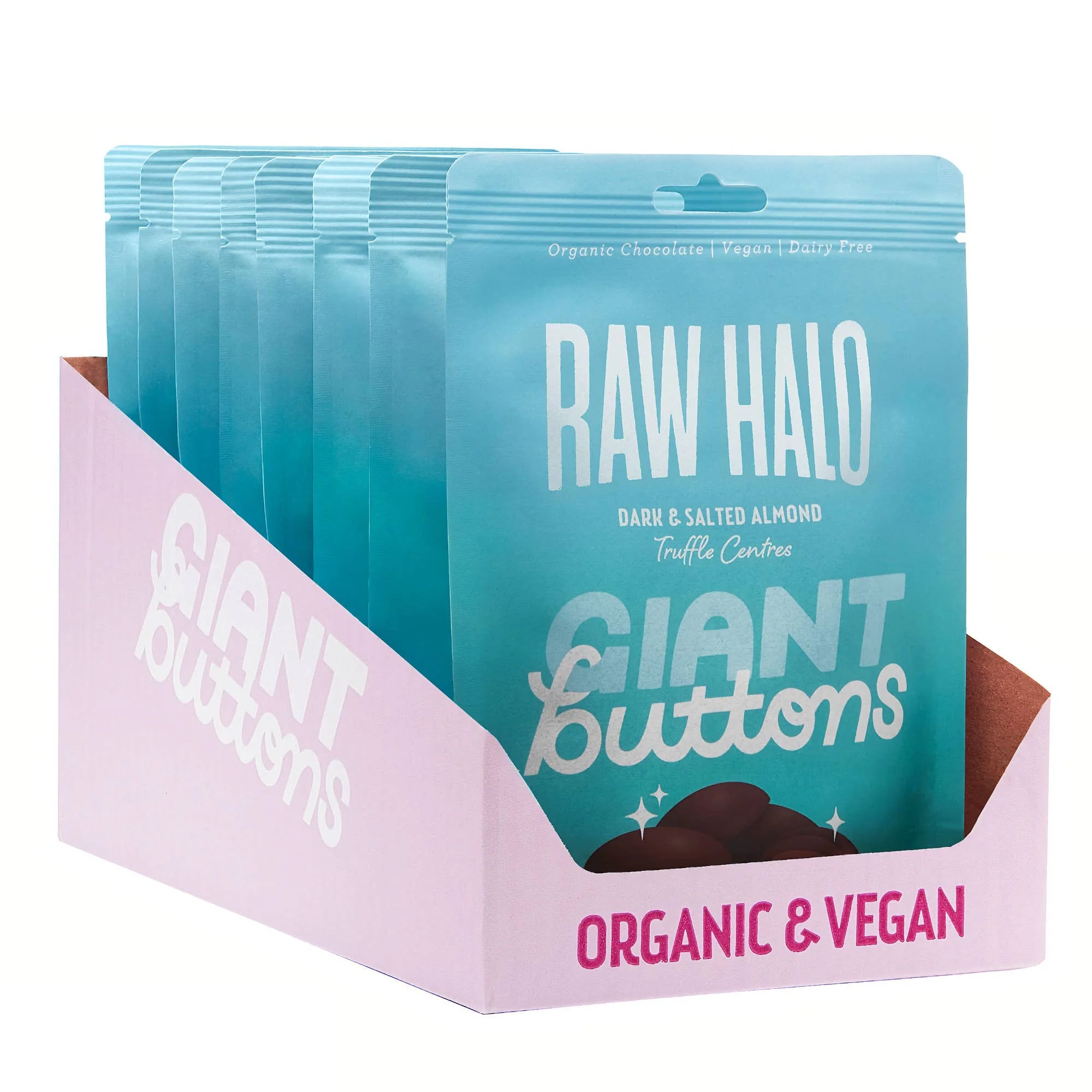 Organic Vegan Salted Almond Truffle Chocolate Buttons 90g - Image 2