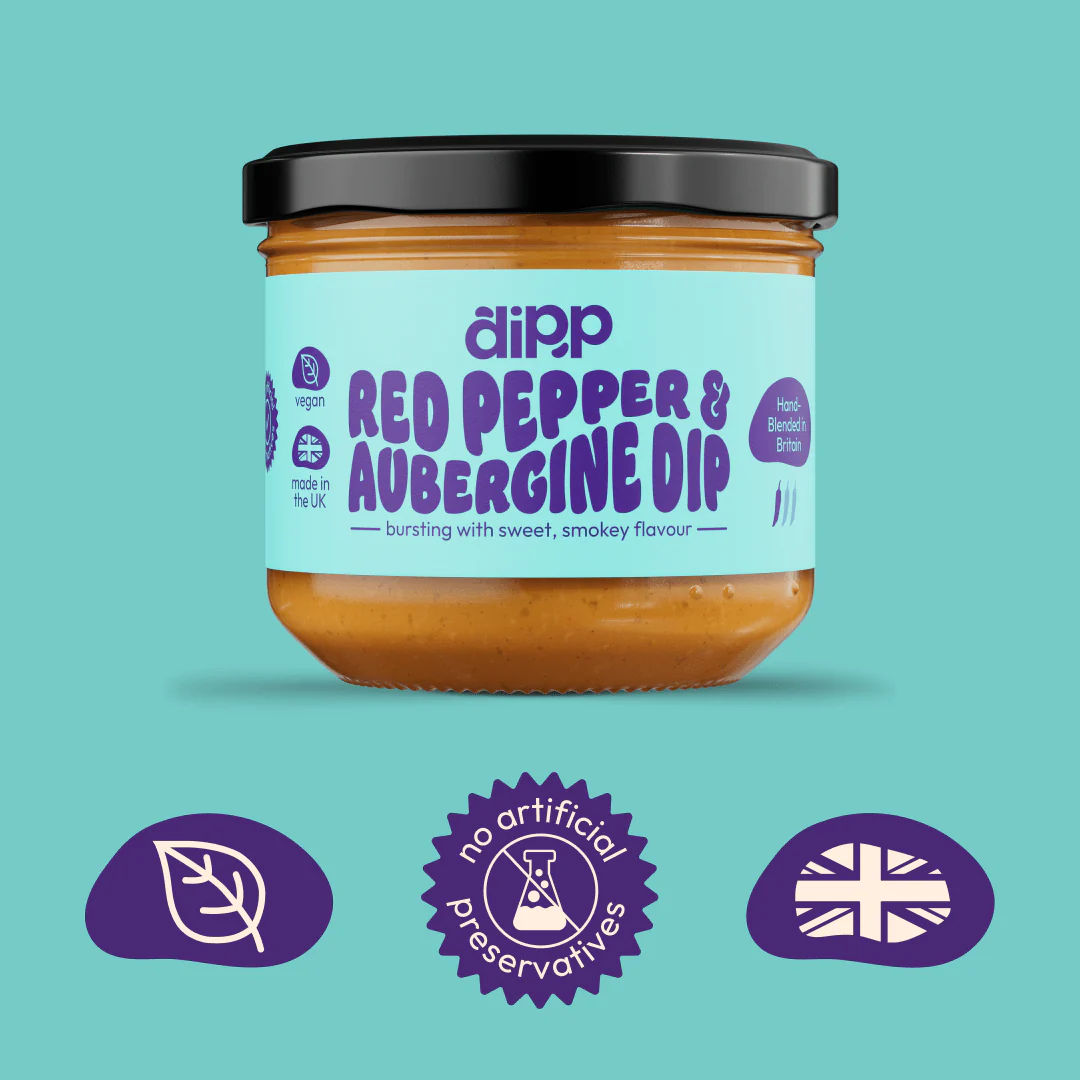 Dipp Red Pepper & Aubergine Dip 350g – Smoky Mediterranean Dip with No Artificial Preservatives - Image 3