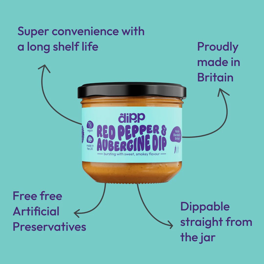 Dipp Red Pepper & Aubergine Dip 350g – Smoky Mediterranean Dip with No Artificial Preservatives - Image 4