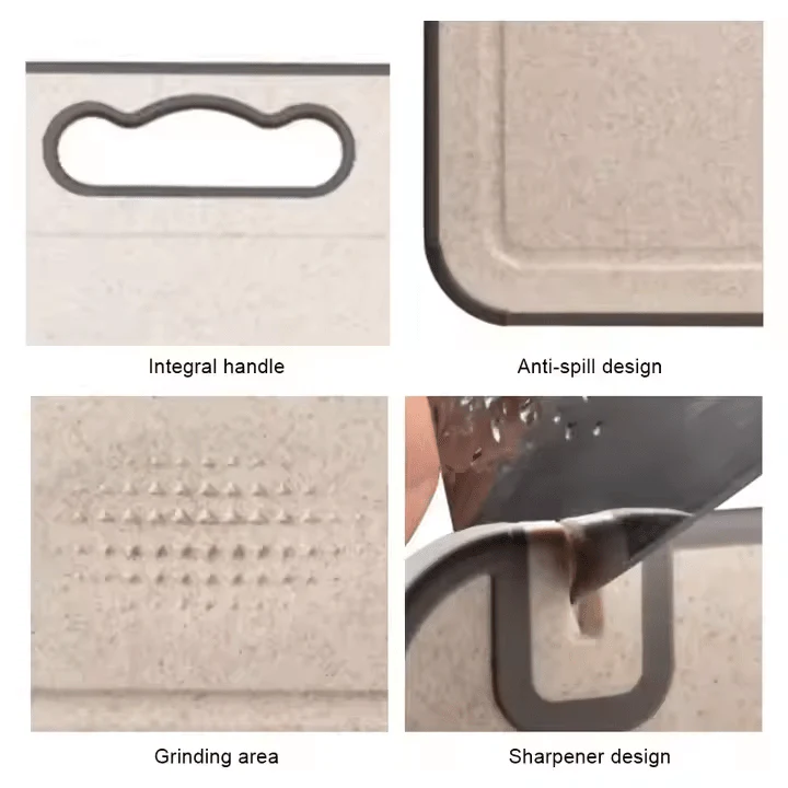 Double-Sided Stainless Steel Cutting Board with Wheat Straw & Knife Sharpener - Image 2