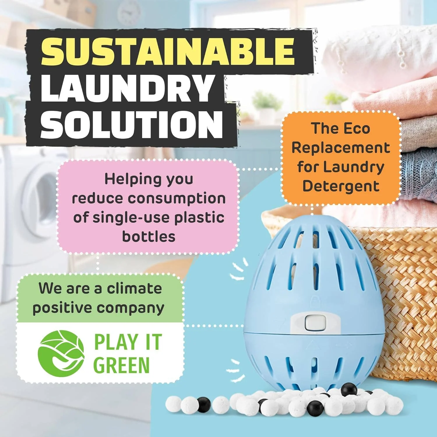 Ecoegg Bio Laundry Egg Fresh Linen 70 Washes Refillable Detergent Alternative - Image 3