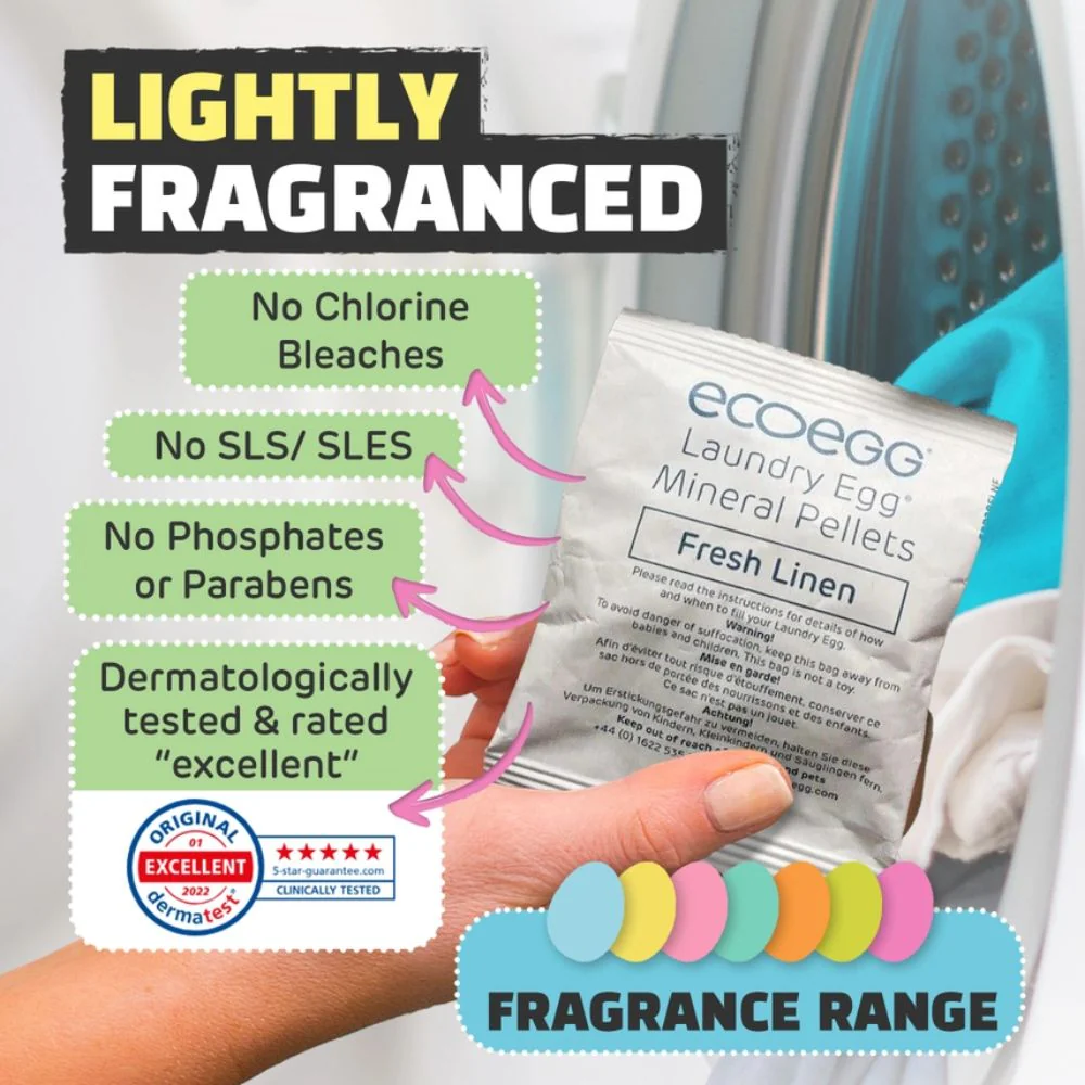 ECOEGG Laundry Egg Washing Detergent Refill Pellets Fresh Linen - Plastic Free Eco Washing Egg, 50 Washes - Image 7