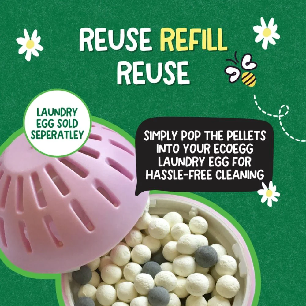 ECOEGG Laundry Egg Washing Detergent Refill Pellets Spring Blossom - Plastic Free Eco Washing Egg, 50 Washes - Image 3