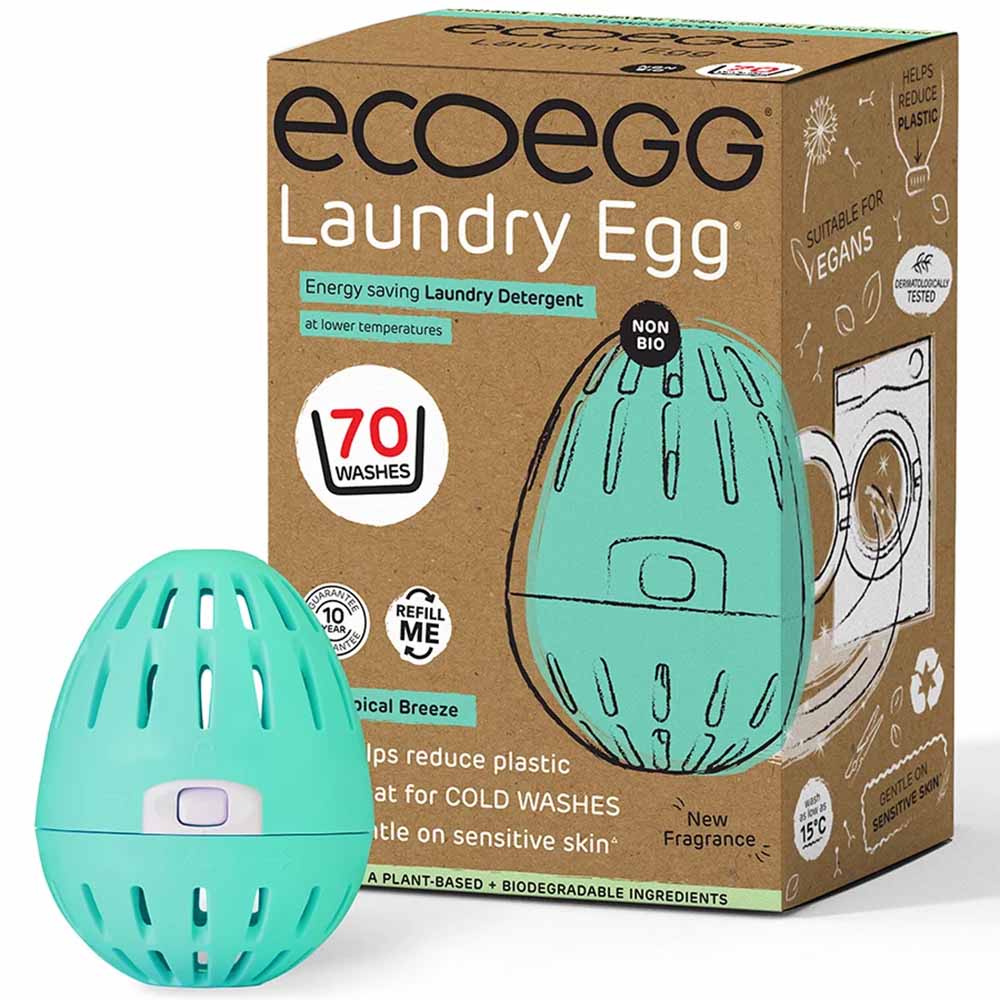 ECOEGG Laundry Egg Washing Detergent Tropical Breeze - Plastic Free Eco Washing Egg, 70 Washes
