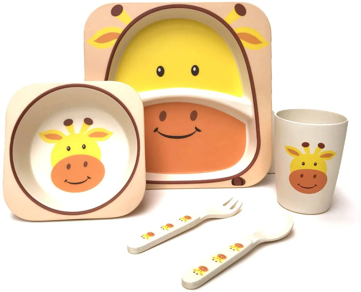 Giraffe Bamboo Kids Dinner Set - 5 Piece - Image 4