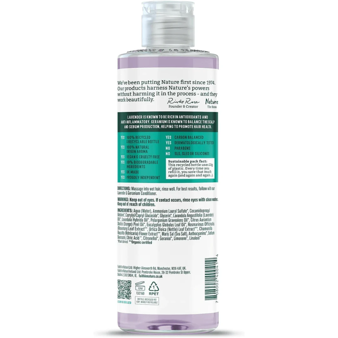 Faith In Nature Lavender & Geranium Shampoo – 400ml - Image 2