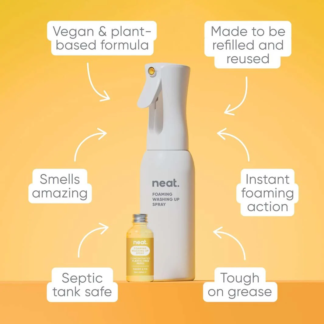 Neat Foaming Washing Up Spray Starter Pack & Refill – Mango & Fig - Image 4