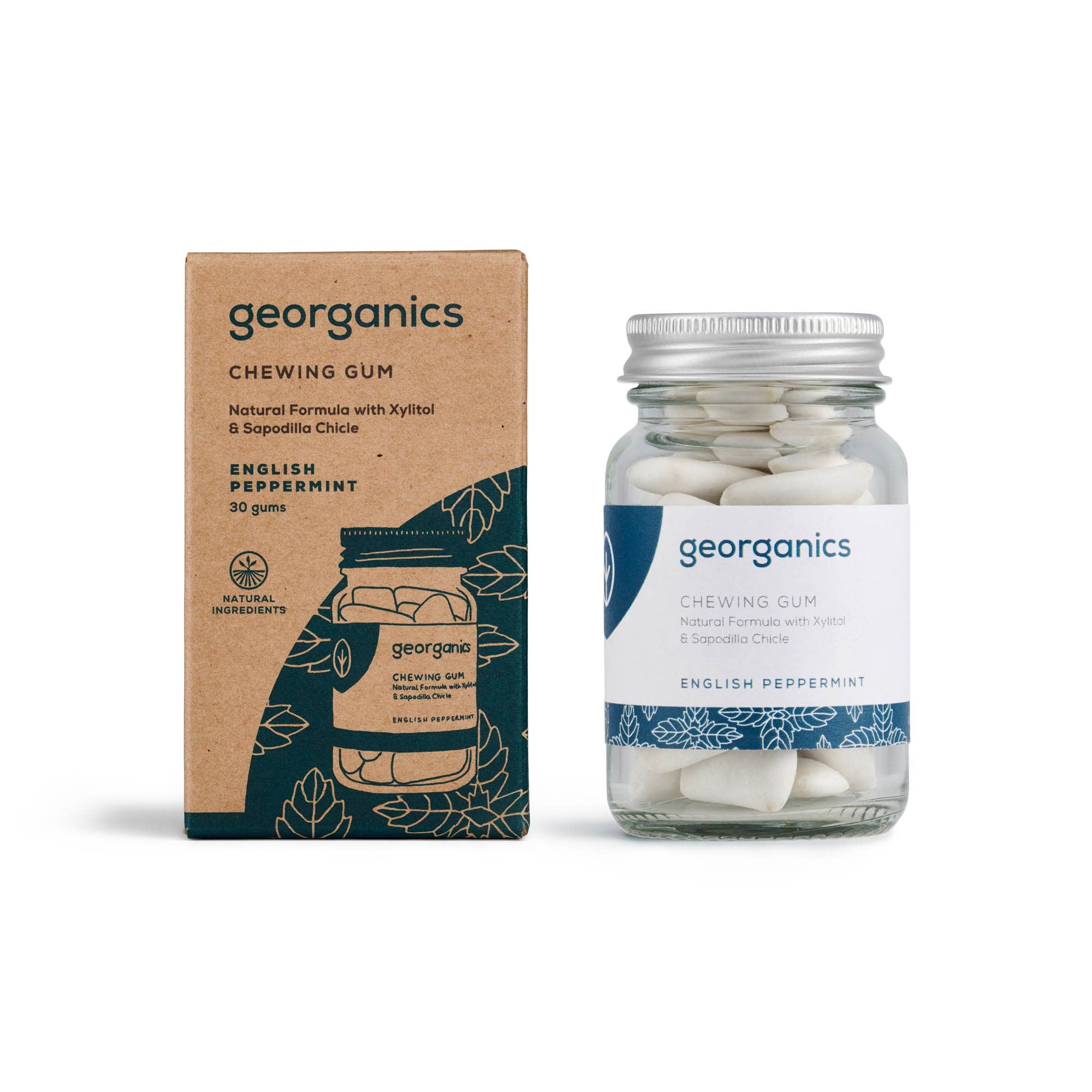 Georganics Peppermint Natural Chewing Gum with Xylitol - Image 2
