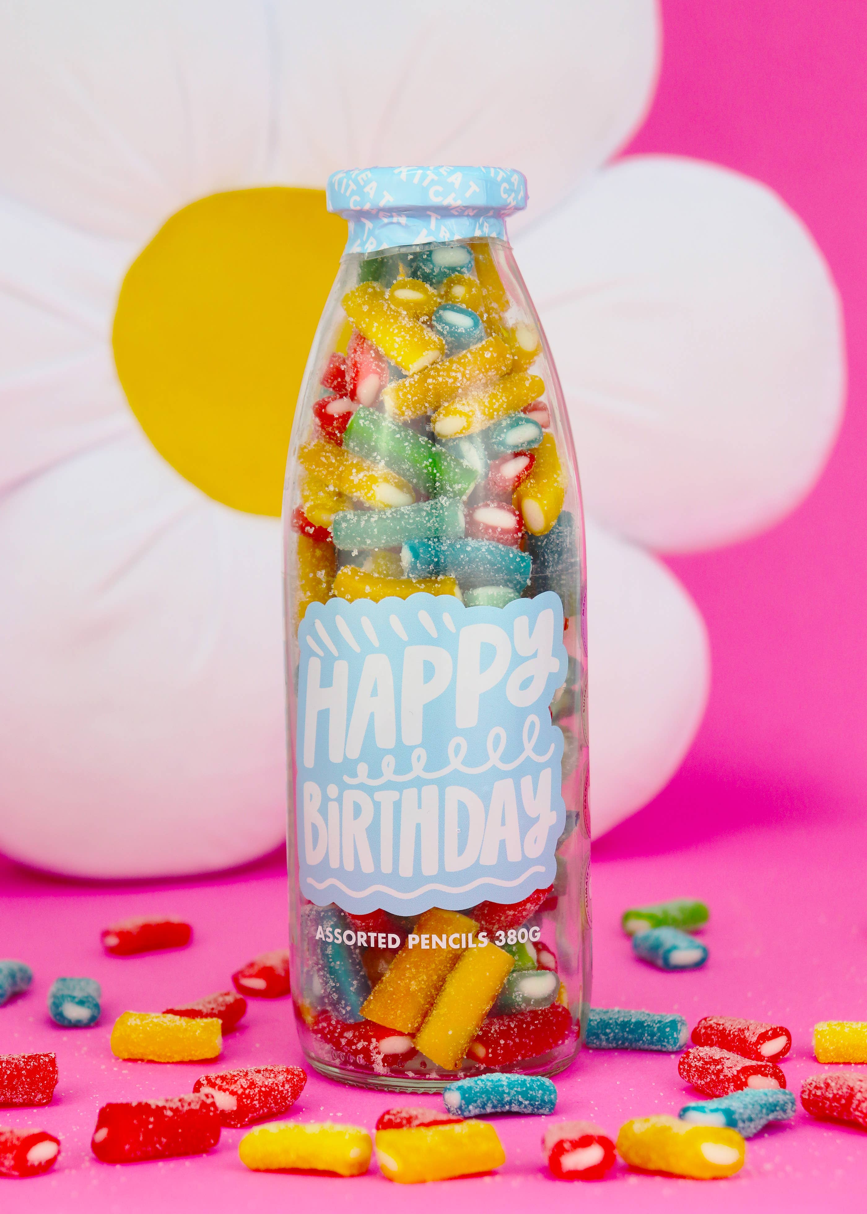 Happy Birthday Assorted Fruit Flavour Fizzy Gummy Pencils – 350g - Image 3