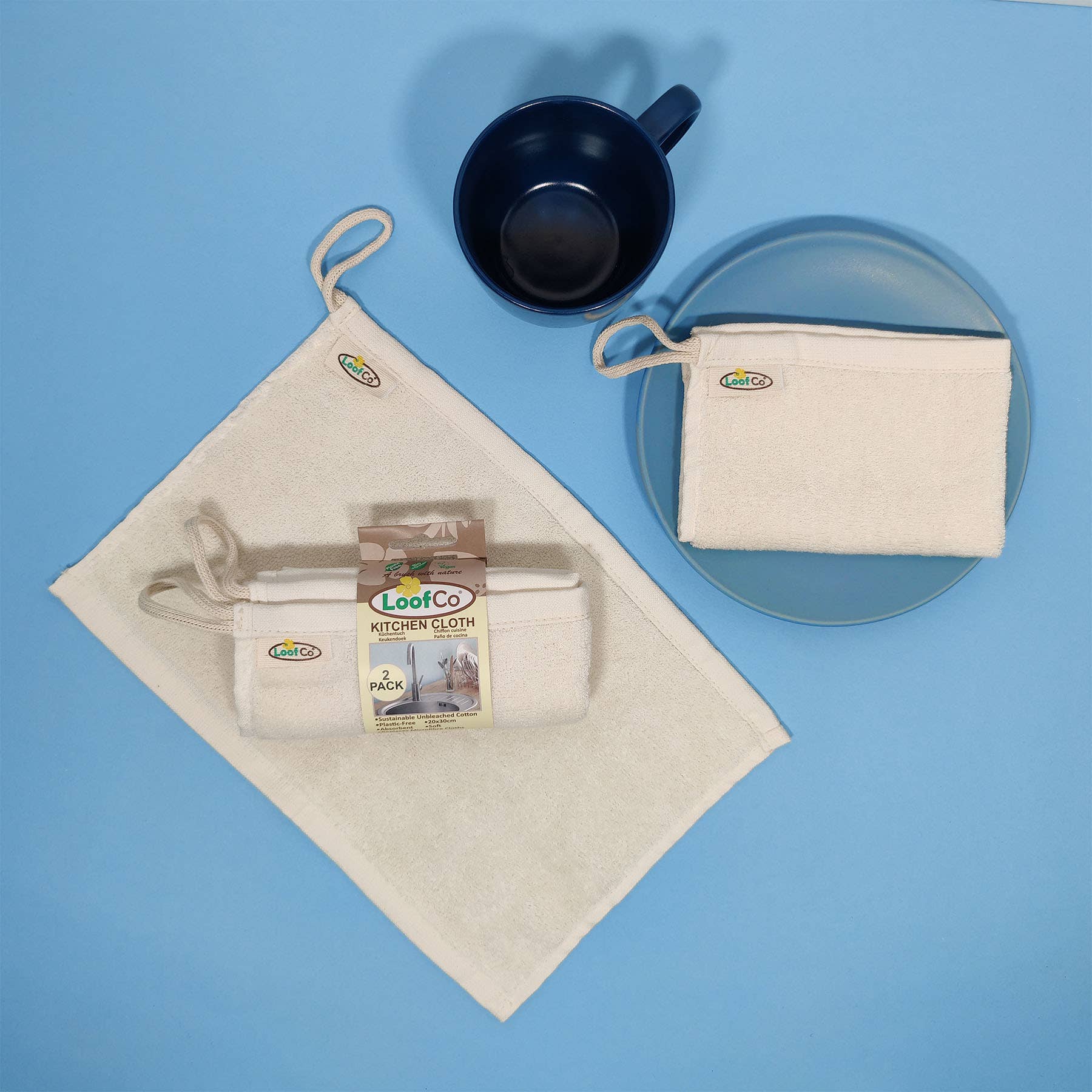 LoofCo Kitchen Cloths 2-Pack – Sustainable Egyptian Cotton Cleaning Cloths - Image 3