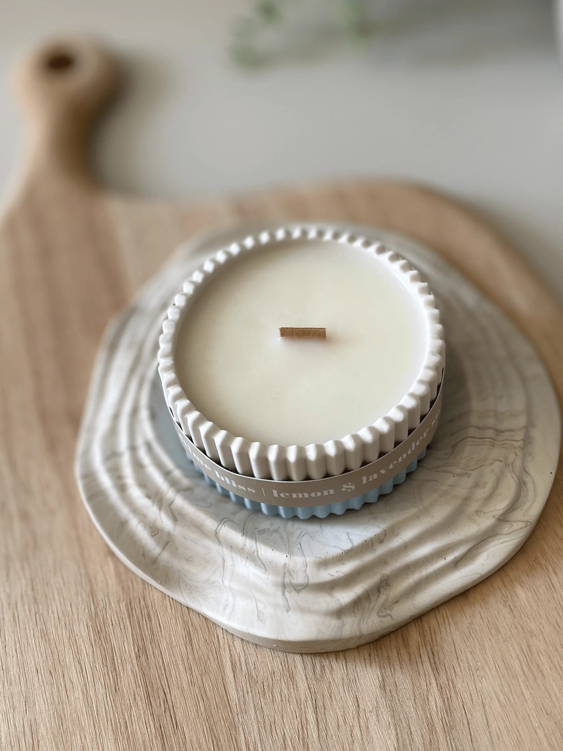 Lemon & Lavender Stoneware Soy Candle – Soothing Bedtime Aroma - Image 6