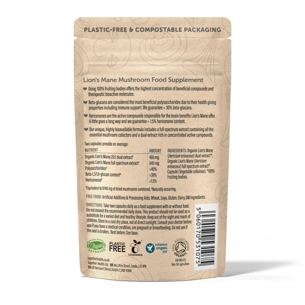 Lion’s Mane Mushroom 1000mg Capsules – High Strength 20:1 Extract (60 Capsules) - Image 4