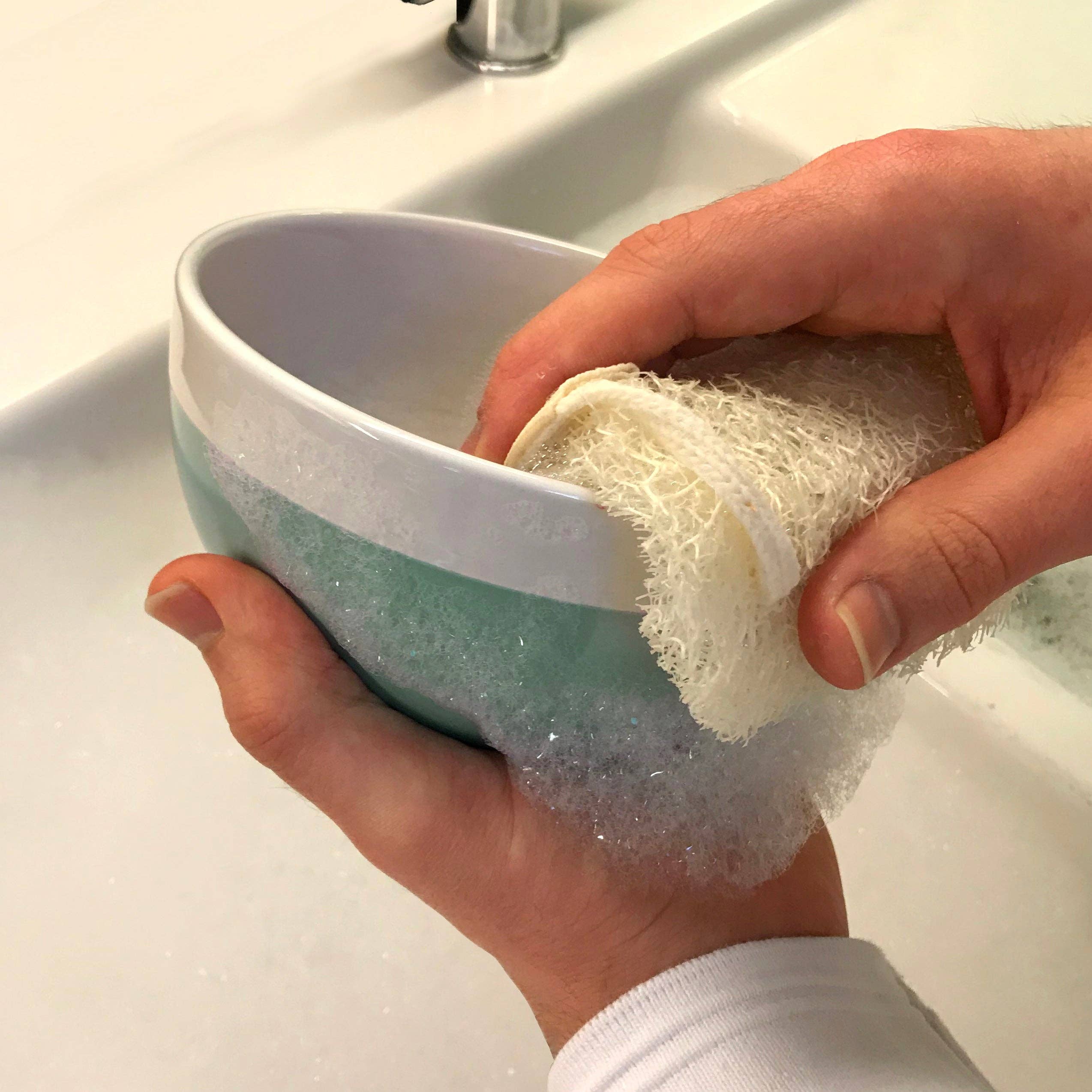 LoofCo Mini Washing-Up Pads 2-Pack – Natural Loofah Dish Sponges - Image 2