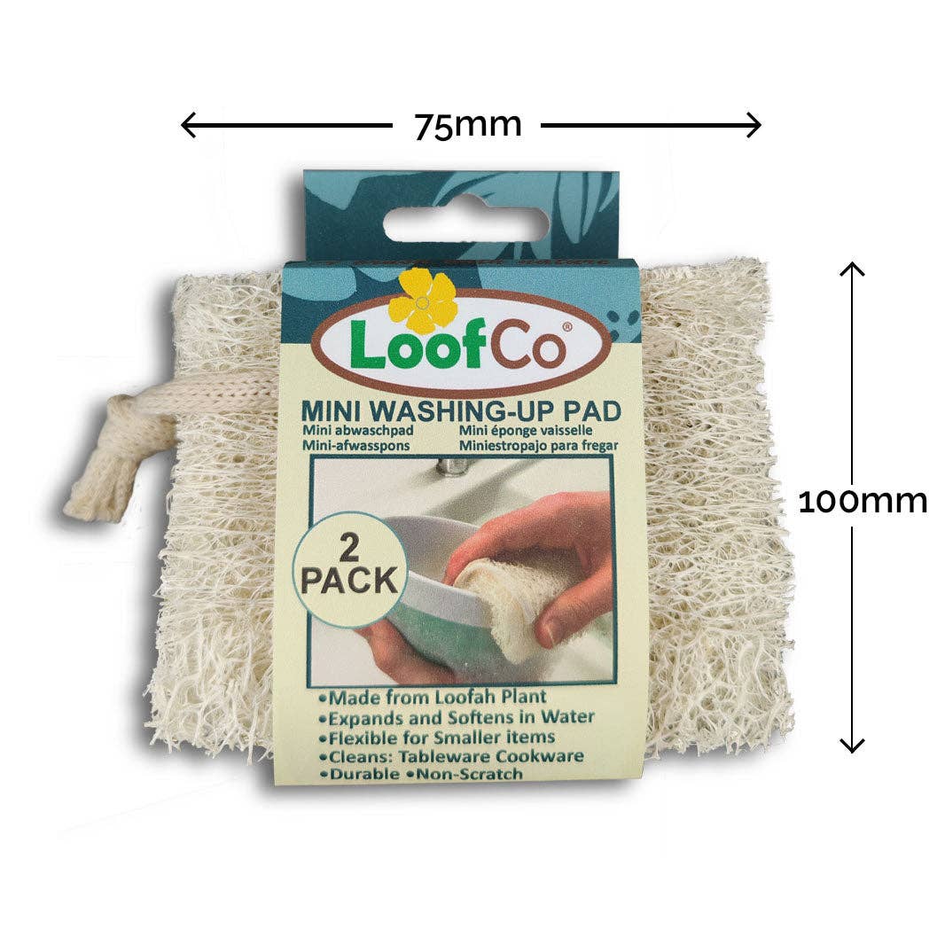 LoofCo Mini Washing-Up Pads 2-Pack – Natural Loofah Dish Sponges - Image 4