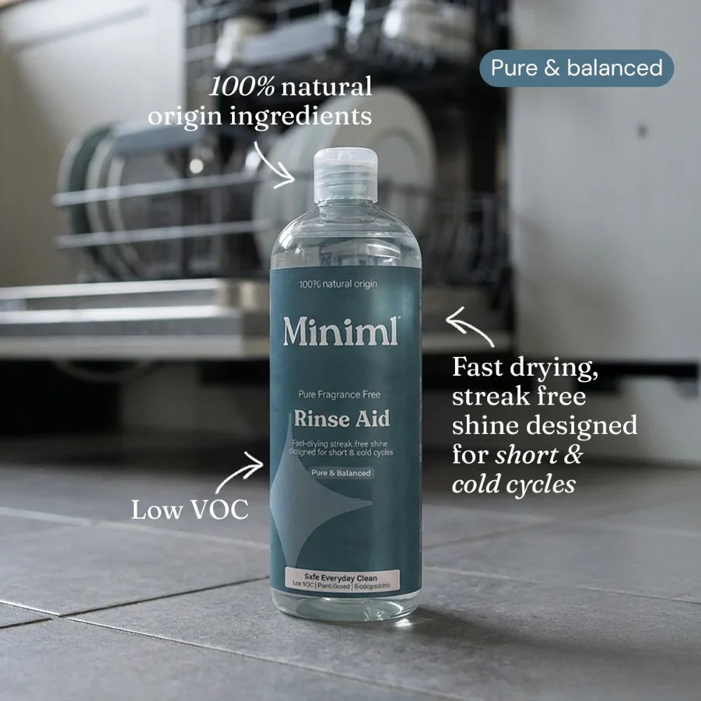 Miniml Pure Fragrance Free Dishwasher Rinse Aid 400ml Plant-Based Formula - Image 2