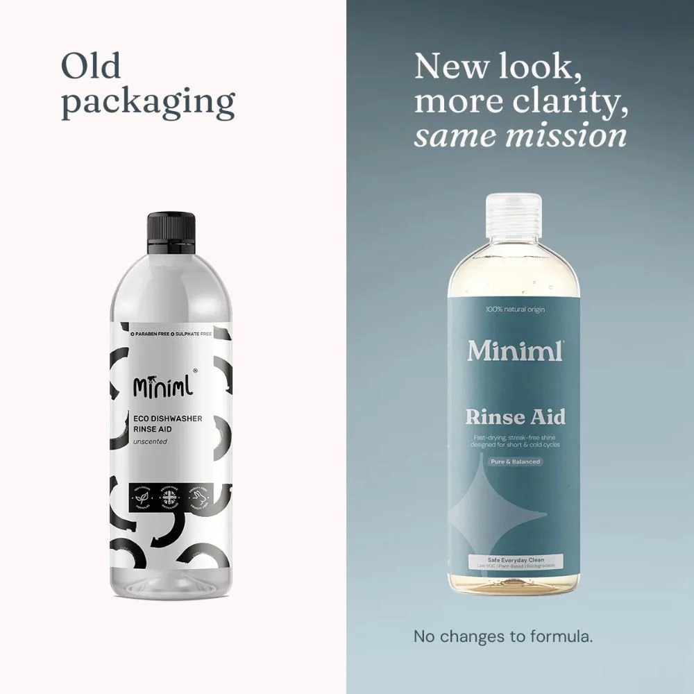 Miniml Pure Fragrance Free Dishwasher Rinse Aid 400ml Plant-Based Formula - Image 4