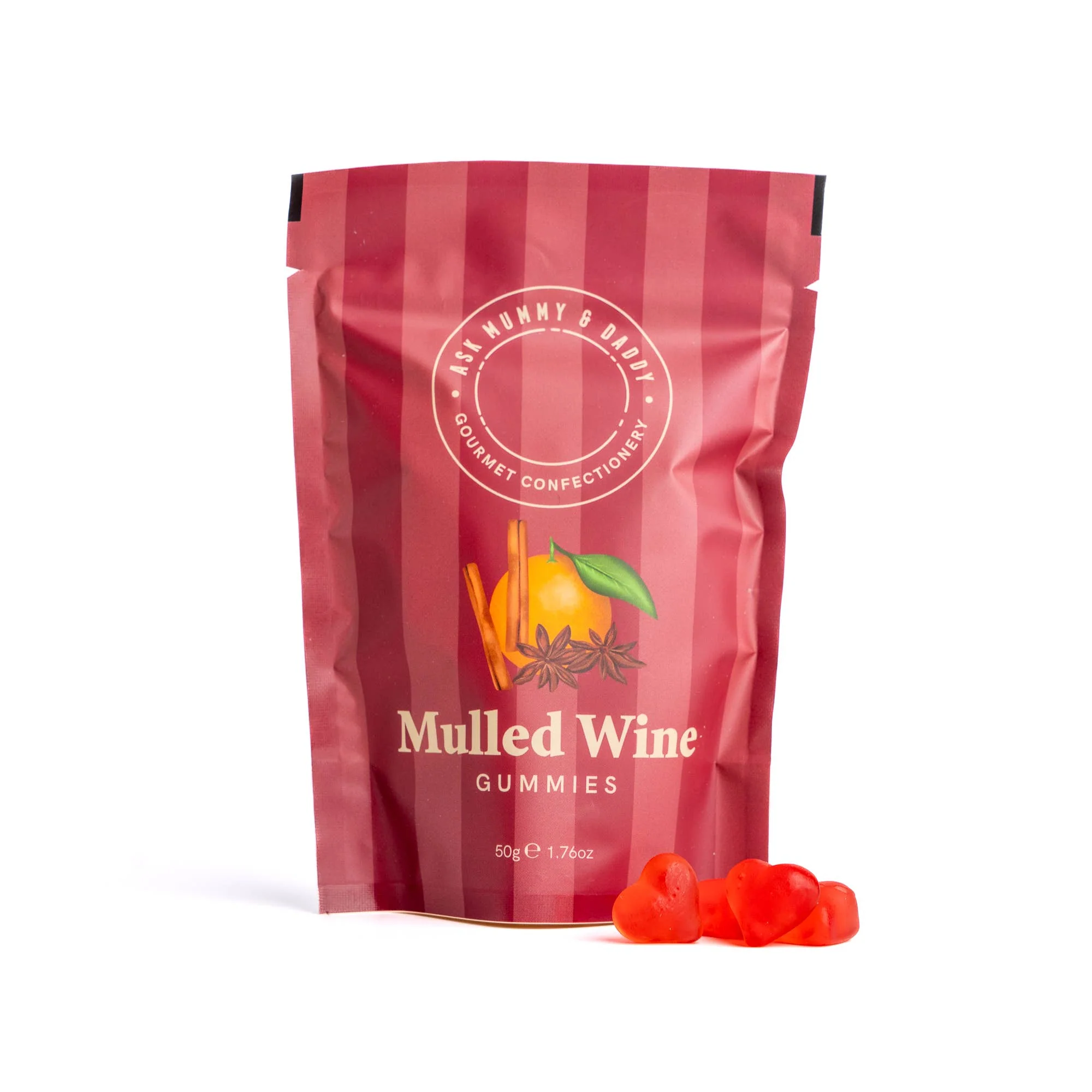 Ask Mummy & Daddy Mulled Wine Gummies 50g Pouch – Heart Shaped Mulled Wine Flavoured Sweets - Image 3