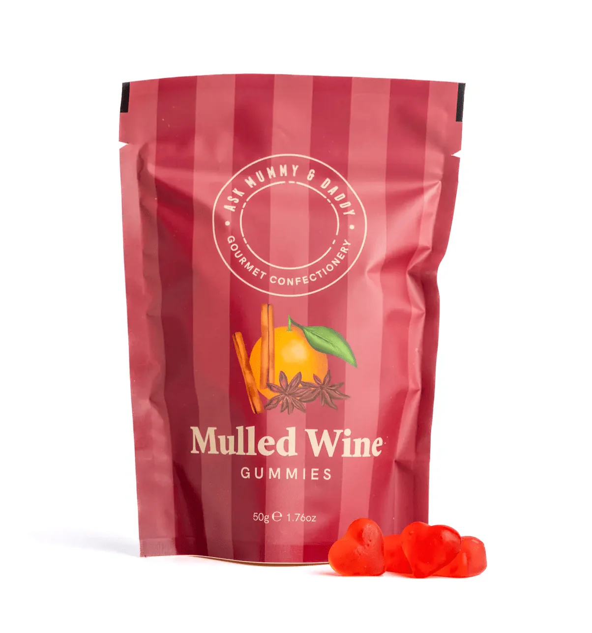 Ask Mummy & Daddy Mulled Wine Gummies 50g Pouch – Heart Shaped Mulled Wine Flavoured Sweets - Image 5