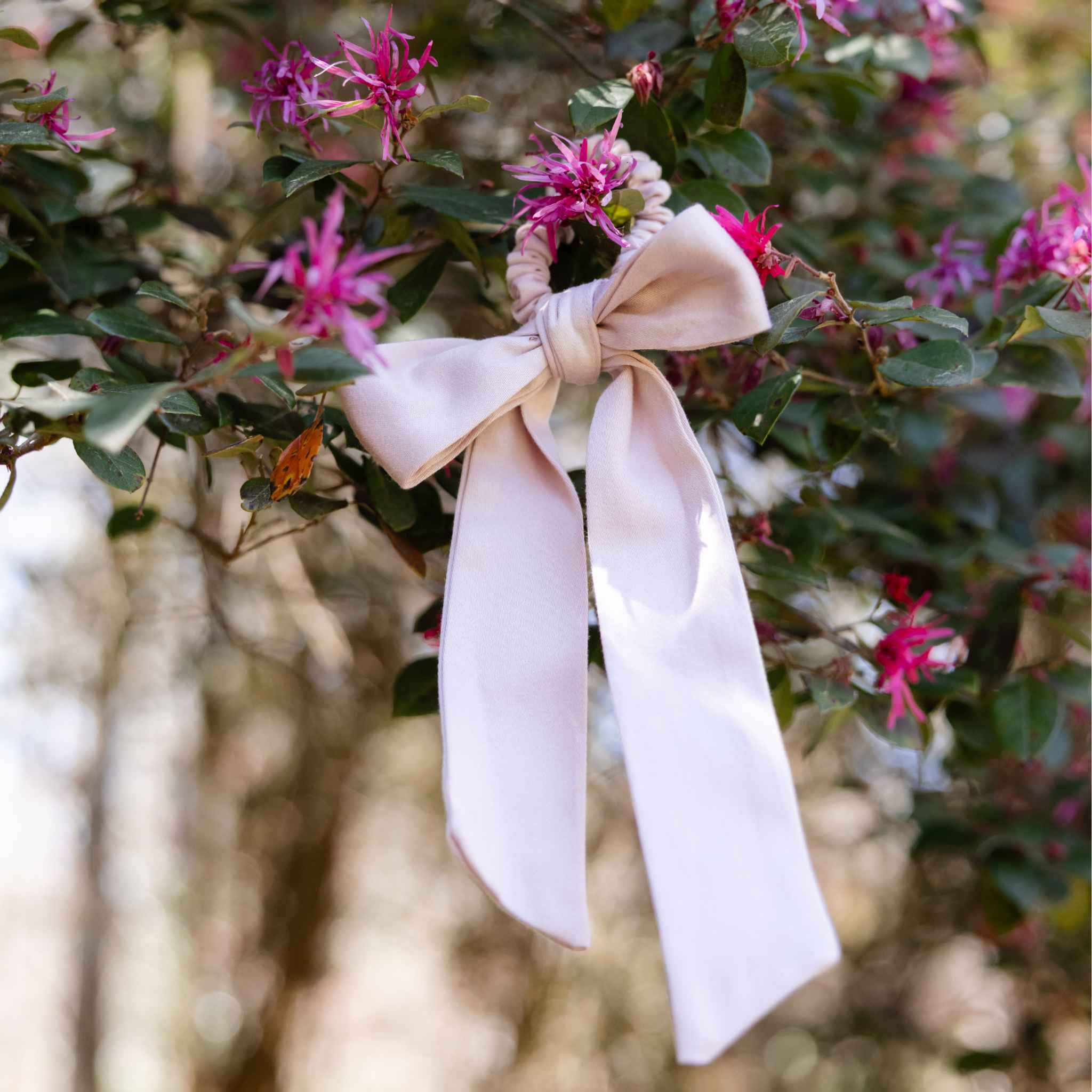 Multi-Use Organic Cotton Satin Bow Scrunchie – Violet Ice - Image 3