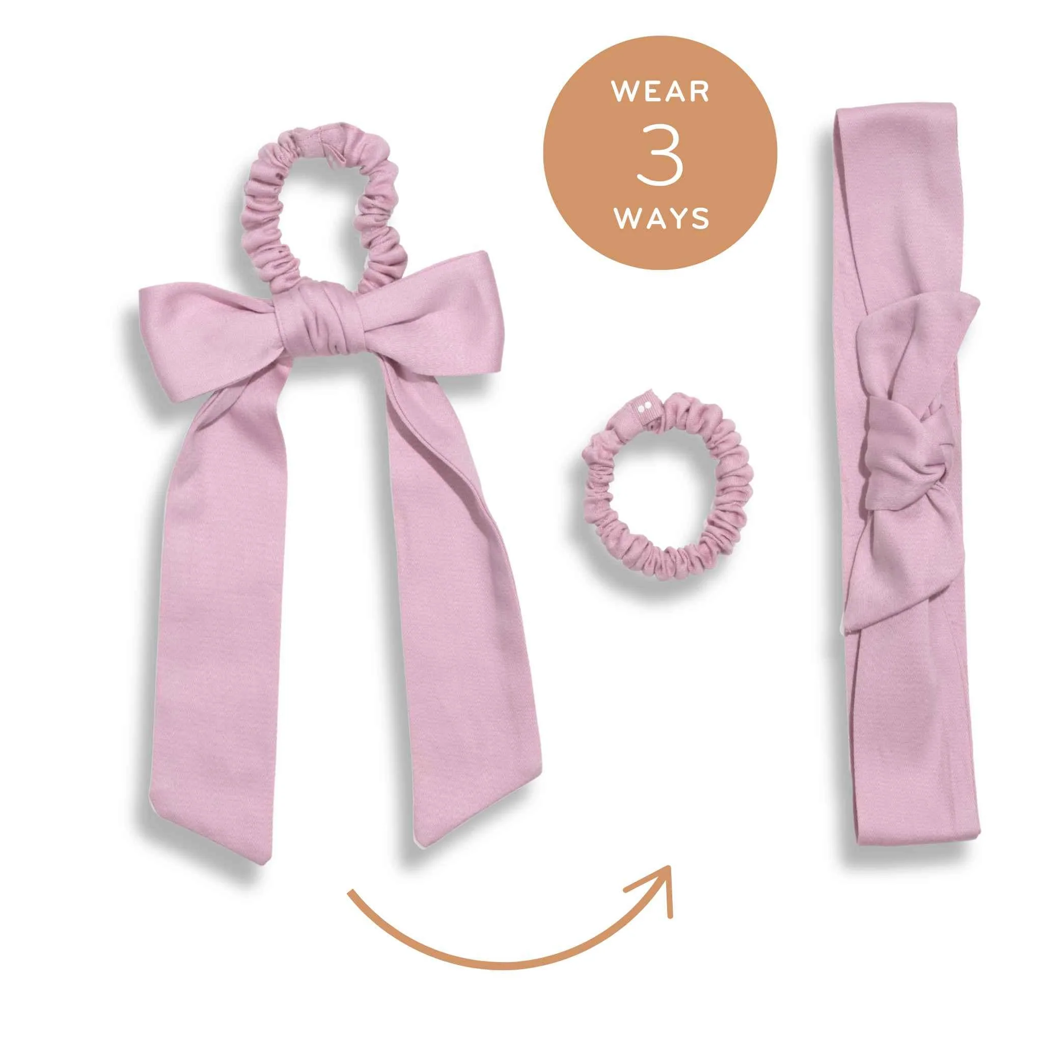 Multi-Use Organic Cotton Satin Bow Scrunchie – Violet Ice - Image 5
