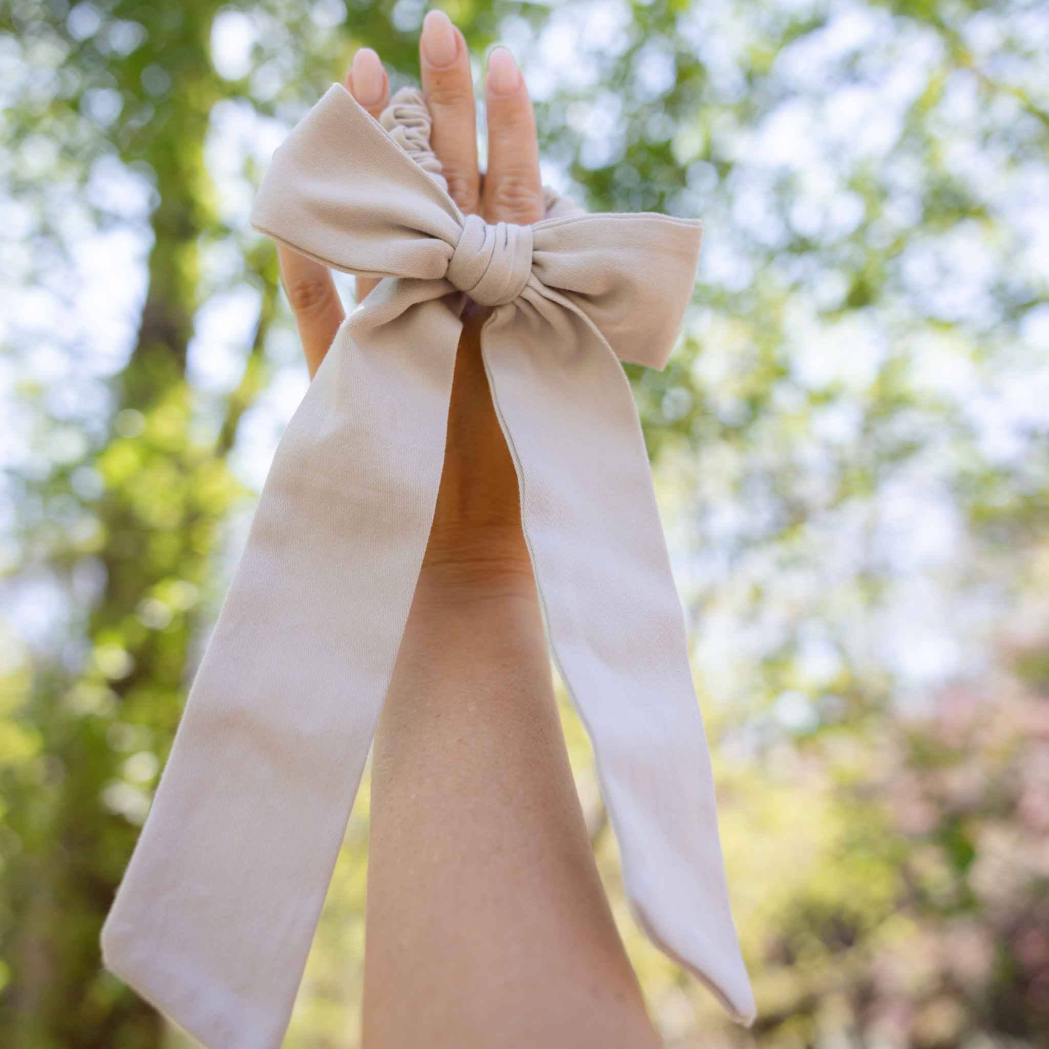 Multi-Use Satin Bow Scrunchie – Organic Cotton 3-in-1 - Image 3
