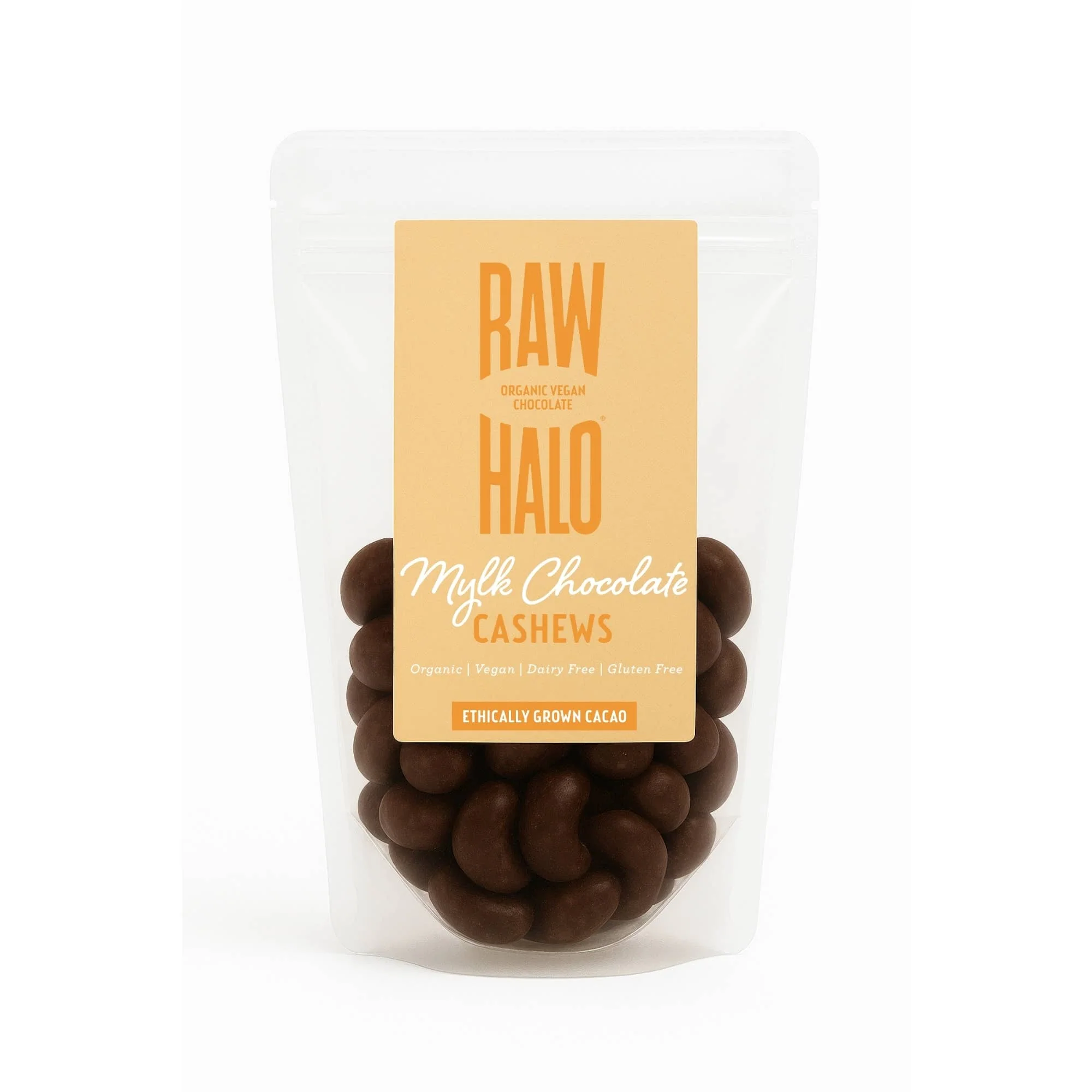Raw Halo Organic Mylk Chocolate Covered Cashews 85g Vegan