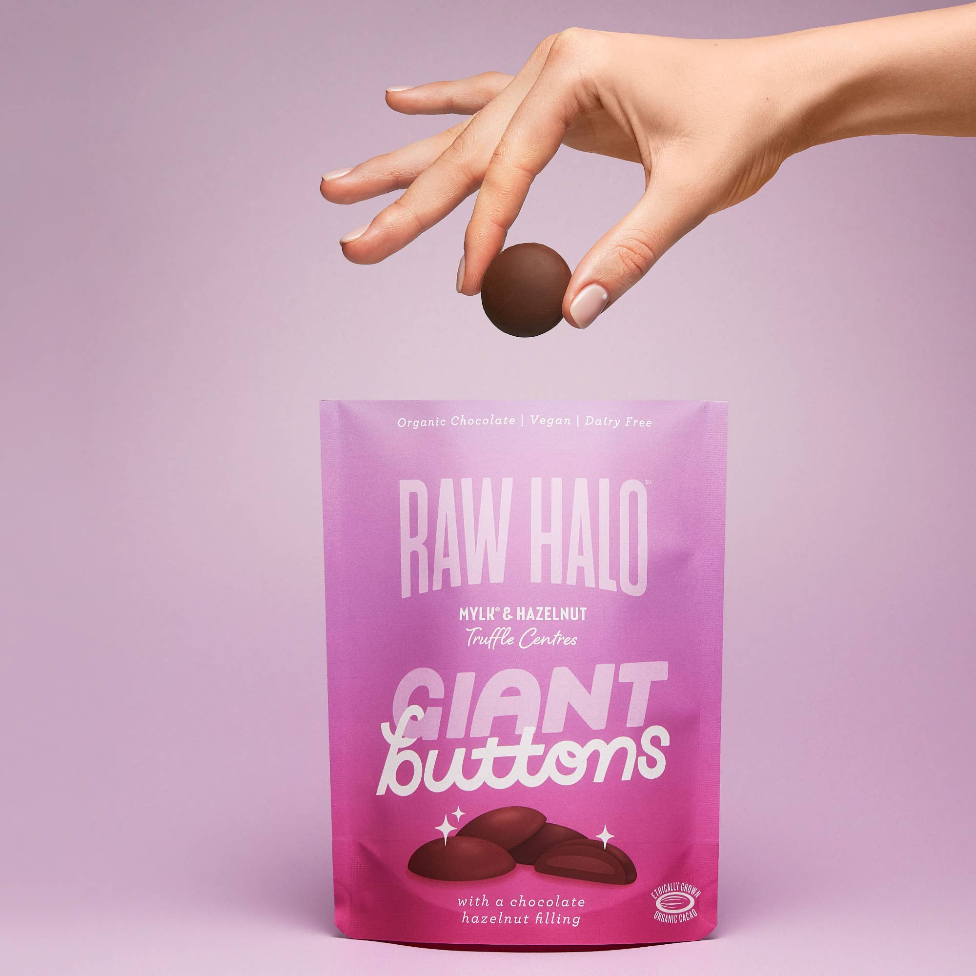 Organic Vegan Hazelnut Truffle Chocolate Buttons 90g - Image 3
