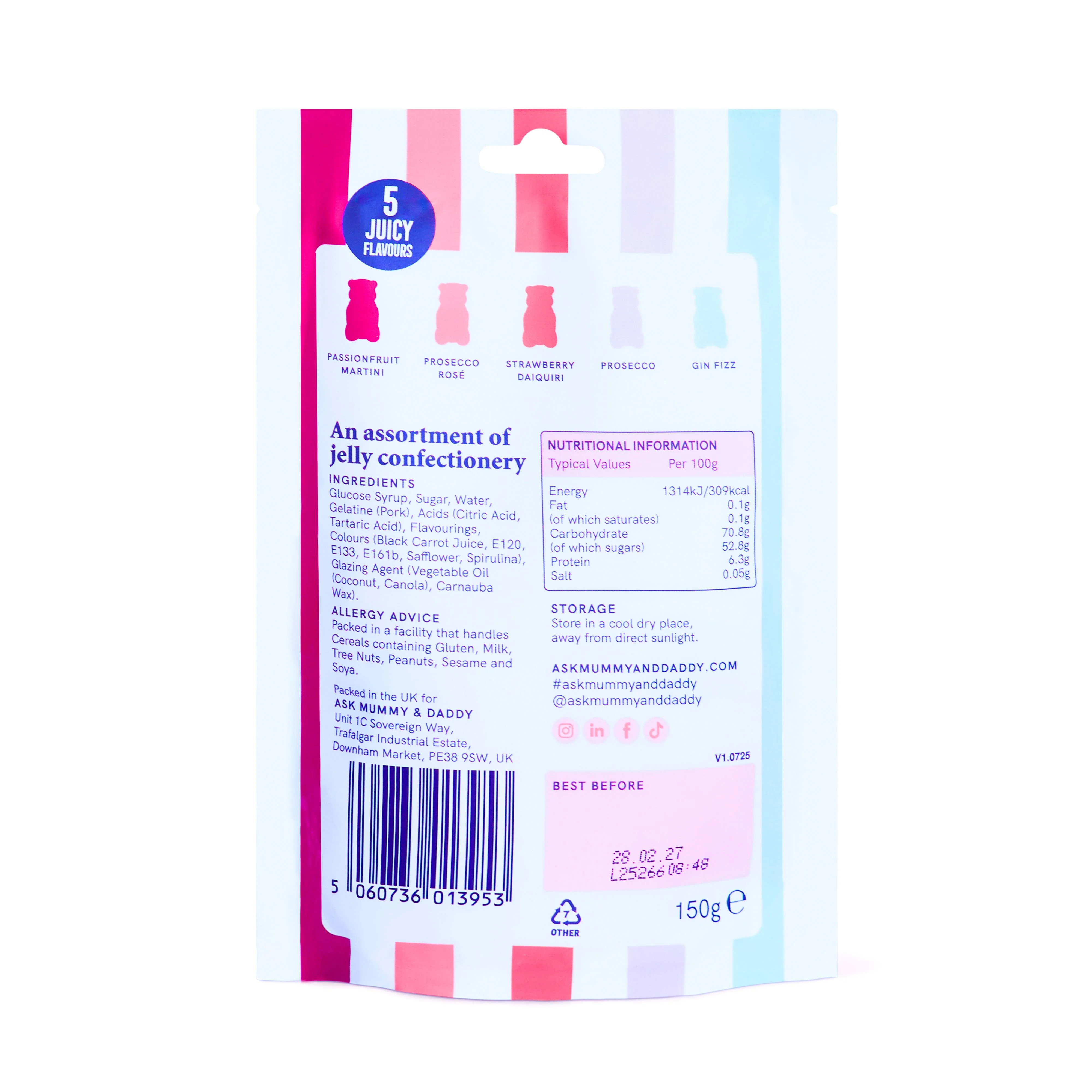 Ask Mummy & Daddy Cocktail Mix Share Bag 150g – Mixed Cocktail Gummies - Image 4