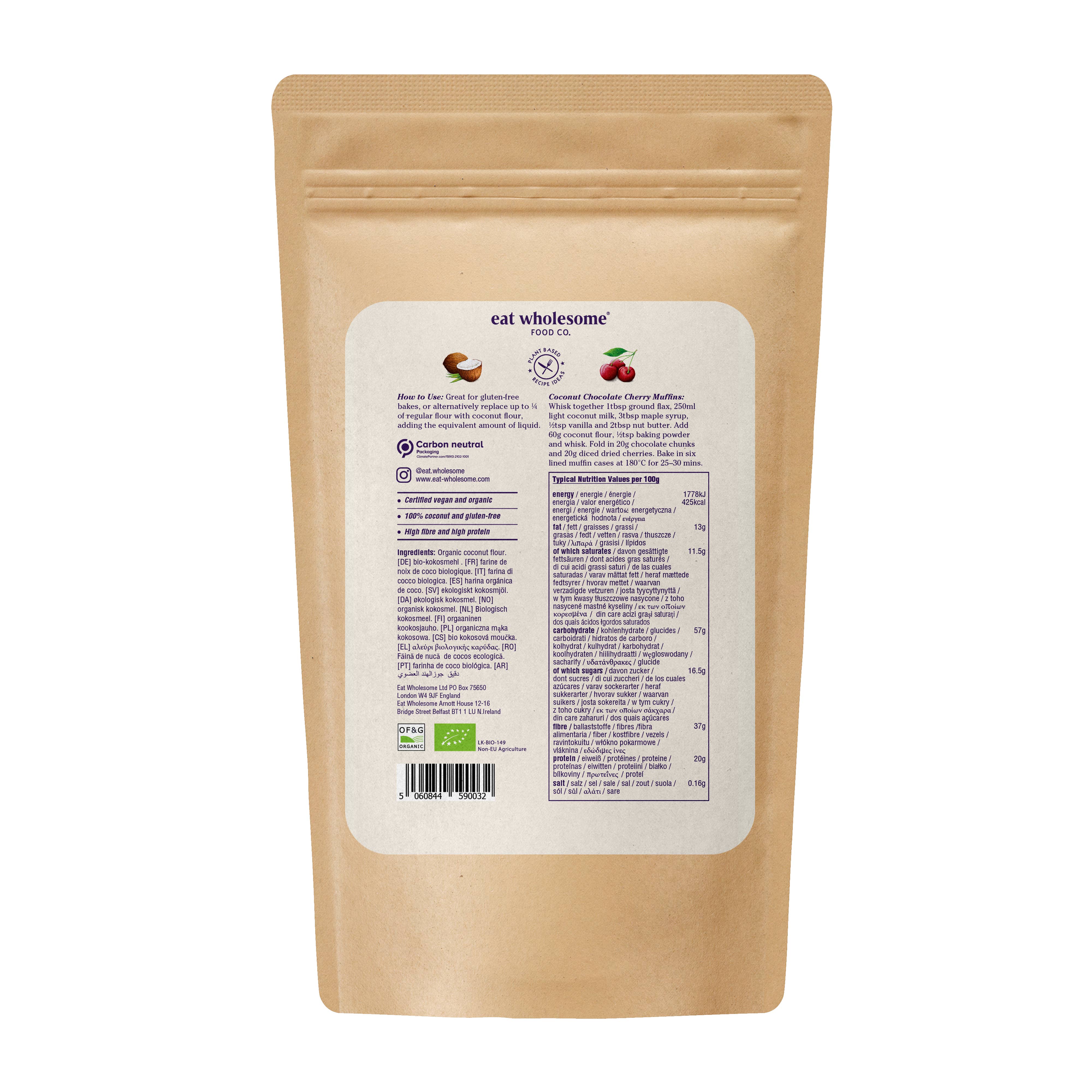 Eat Wholesome Organic Coconut Flour 500g – High Fibre Gluten Free Flour - Image 2